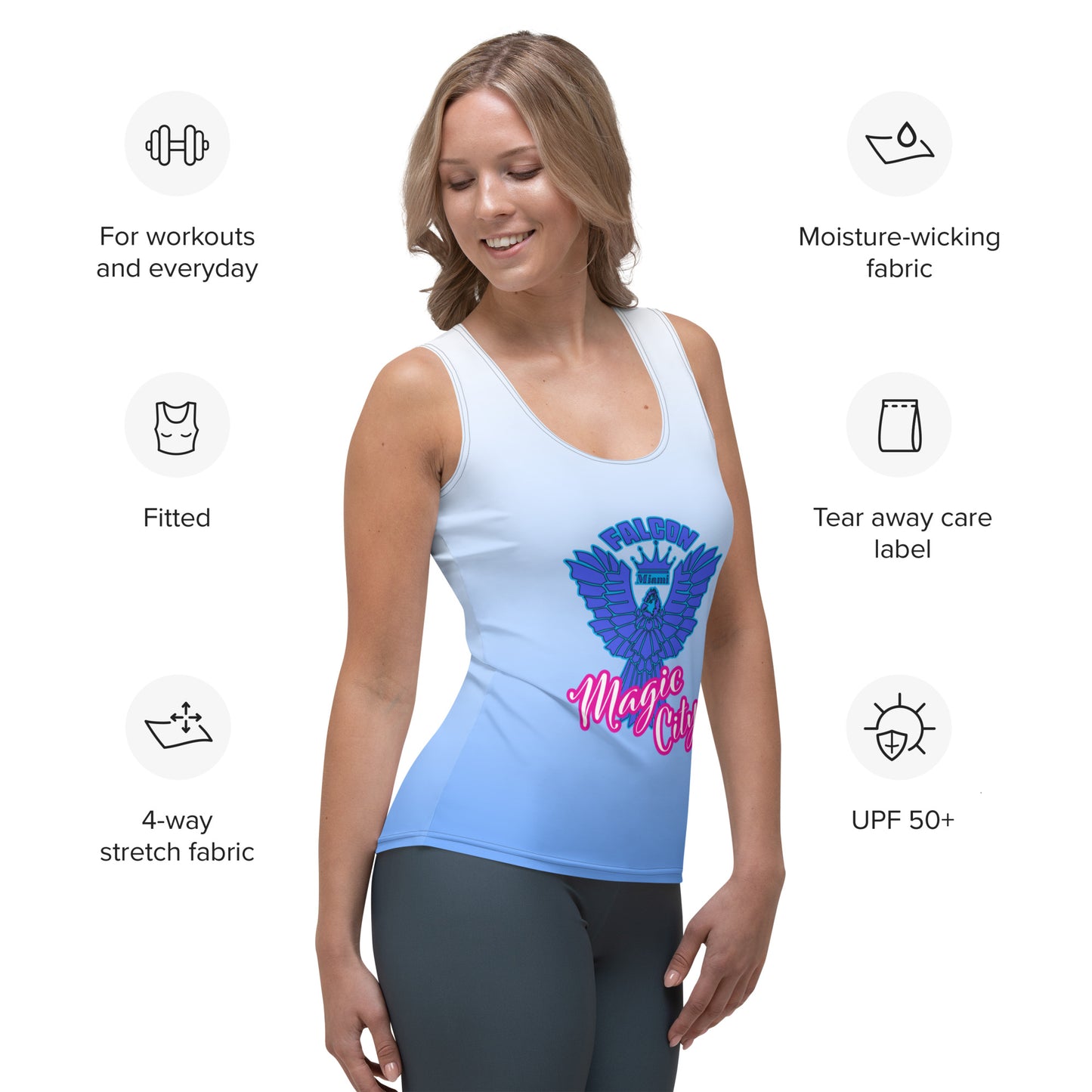 Women's Fitted Tank Top- Blue Falcon Logo-Magic City Edition