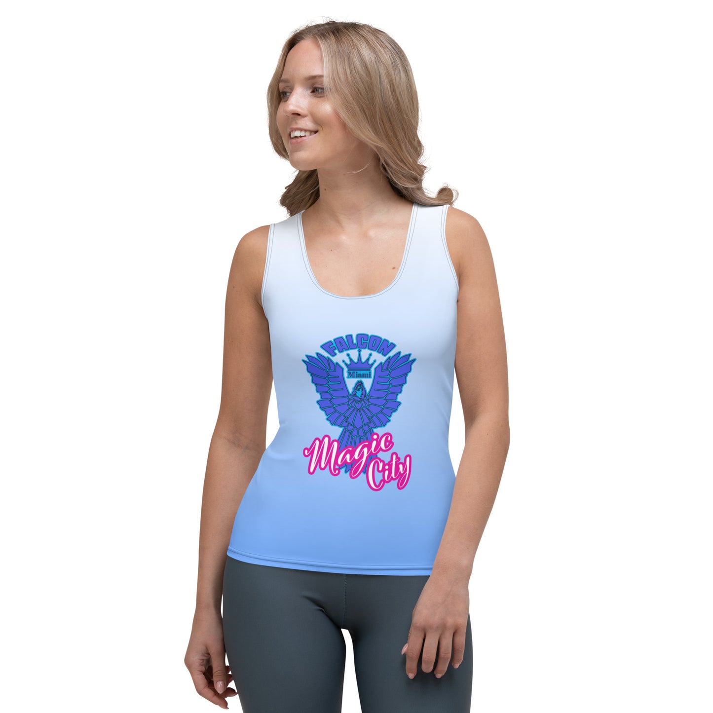 Women's Fitted Tank Top- Blue Falcon Logo-Magic City Edition