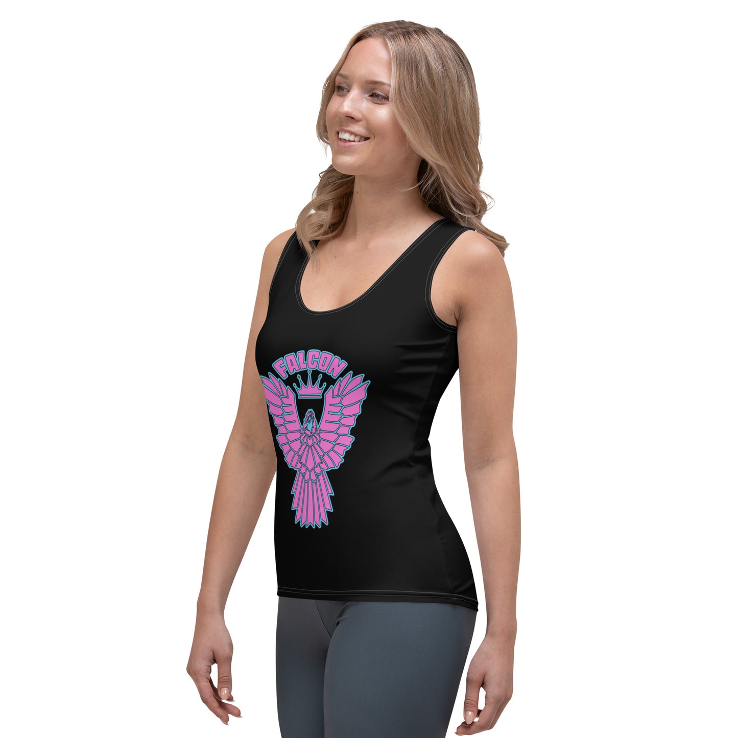 Women's Fitted Tank Top - Falcon Retro Pink Logo