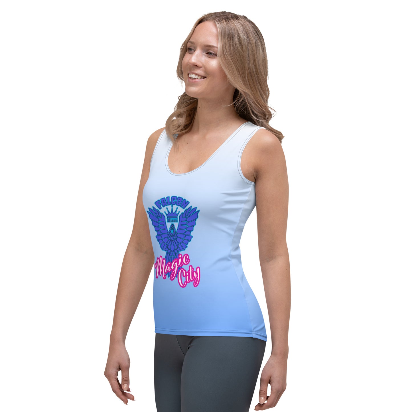 Women's Fitted Tank Top- Blue Falcon Logo-Magic City Edition