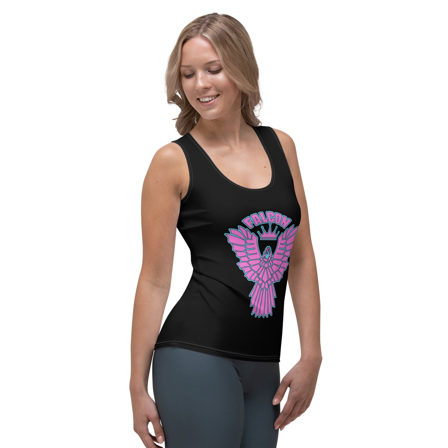 Women's Fitted Tank Top - Falcon Retro Pink Logo