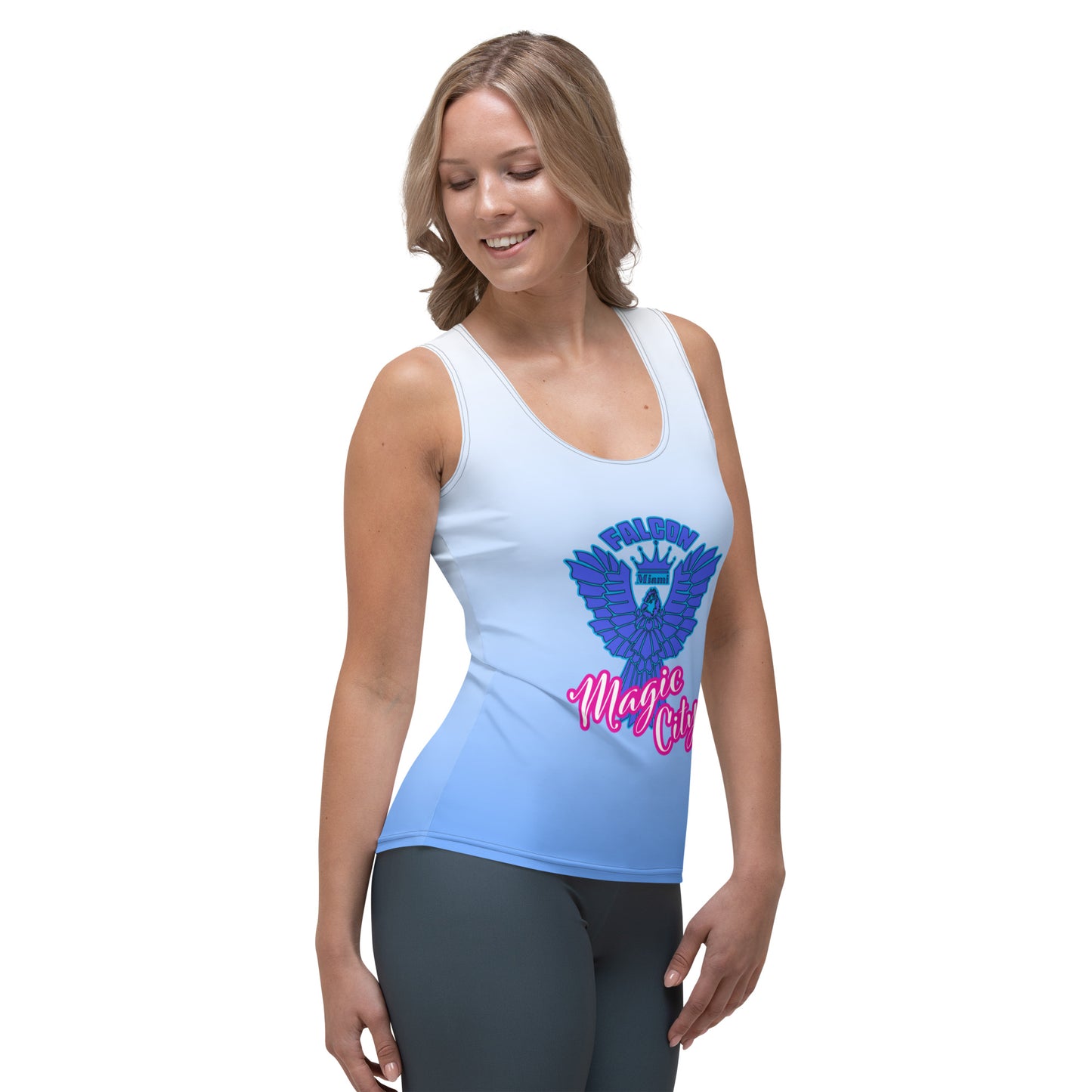 Women's Fitted Tank Top- Blue Falcon Logo-Magic City Edition