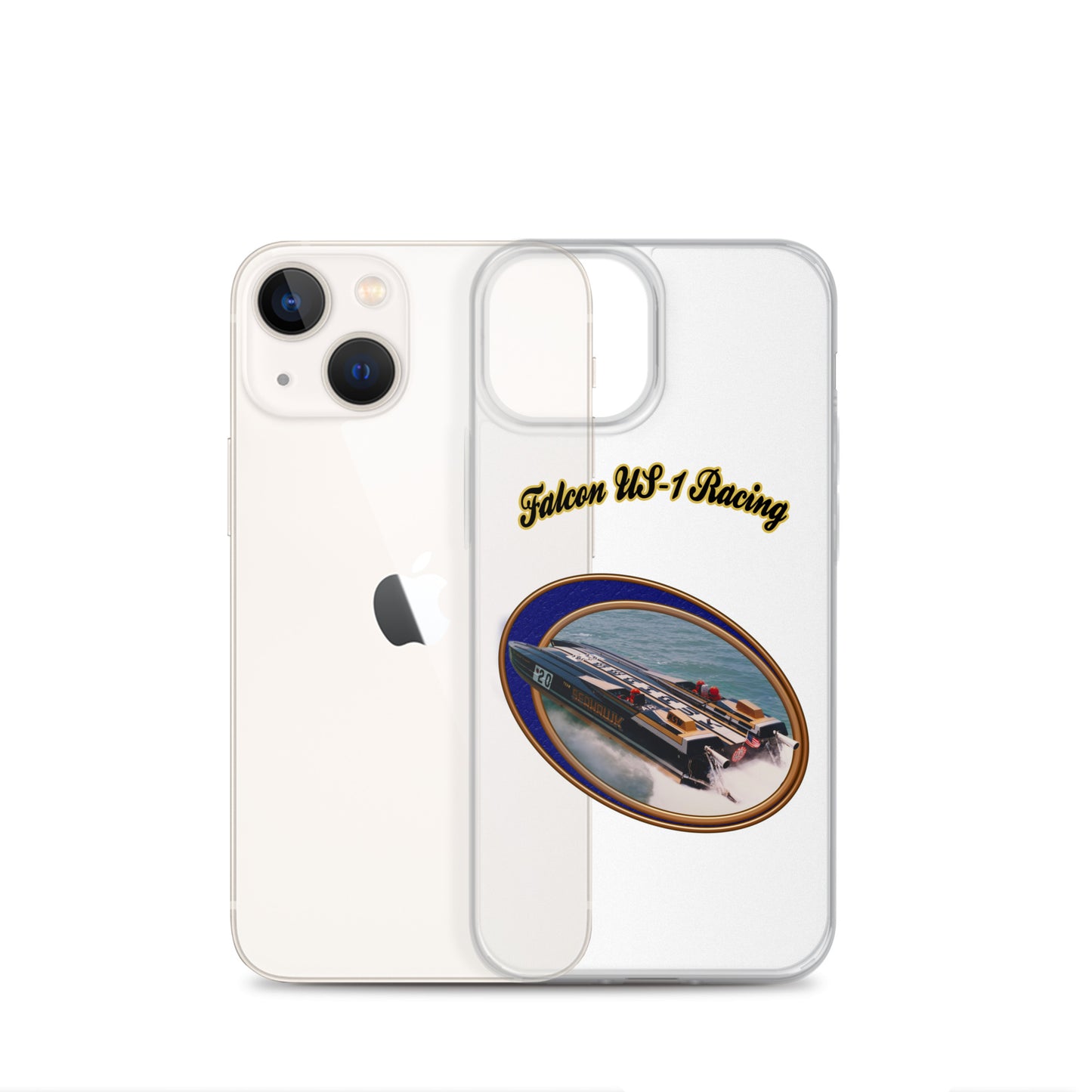 Clear Case for iPhone® - Race Boat with Falcon US-1 Racing