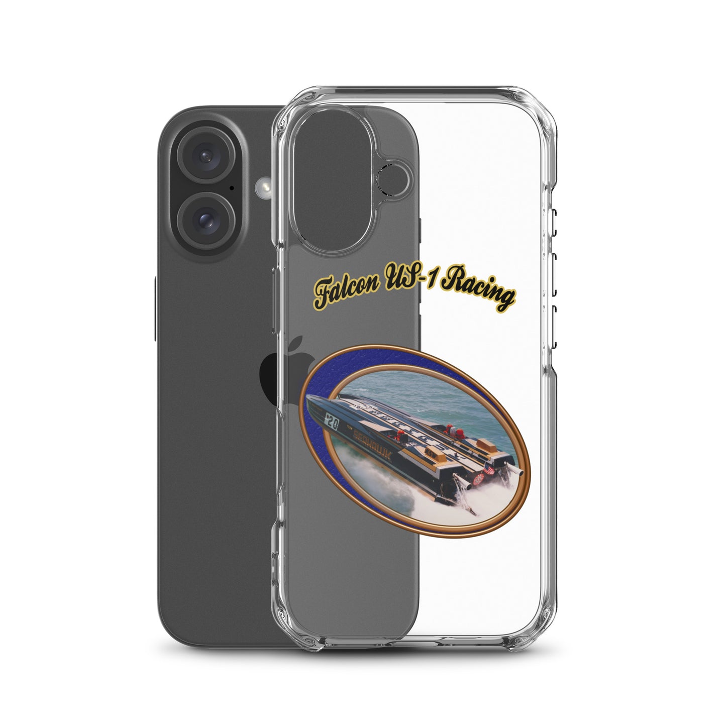 Clear Case for iPhone® - Race Boat with Falcon US-1 Racing