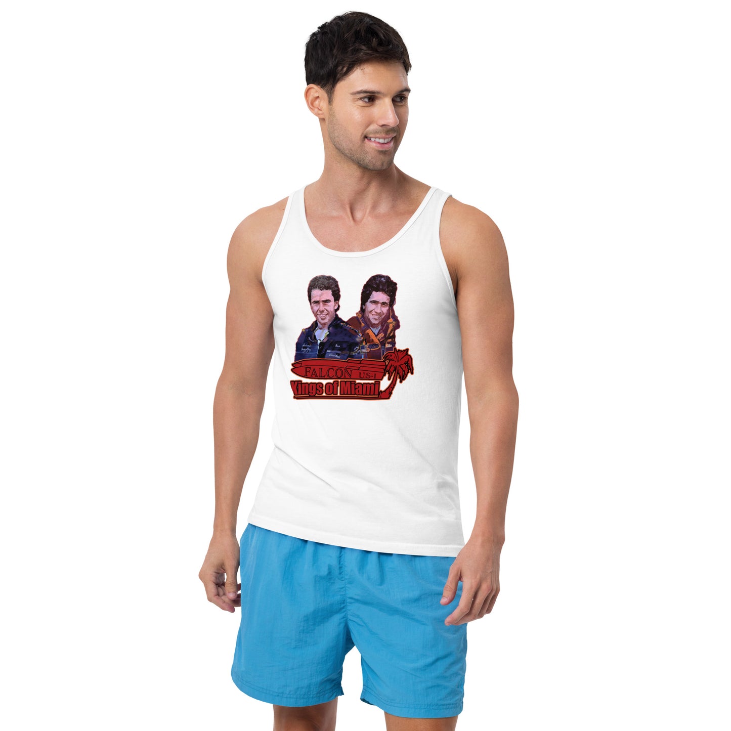 Tank Top- Willy and Tavy Falcon with boat -Kings of Miami
