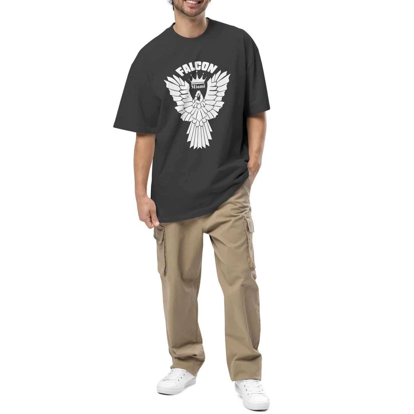 Oversized faded t-shirt - Falcon White Logo