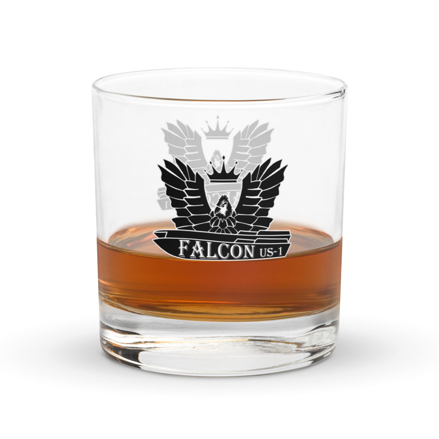 Rocks glass - Falcon US-1 Black/White Logo