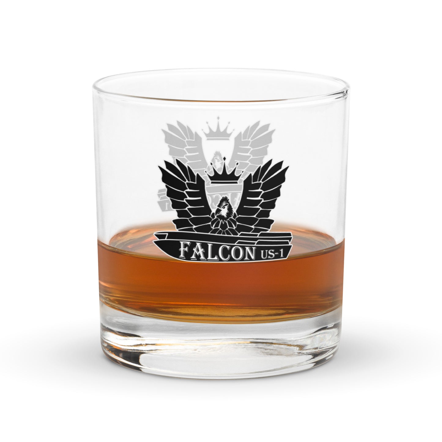Rocks glass - Falcon US-1 Black/White Logo