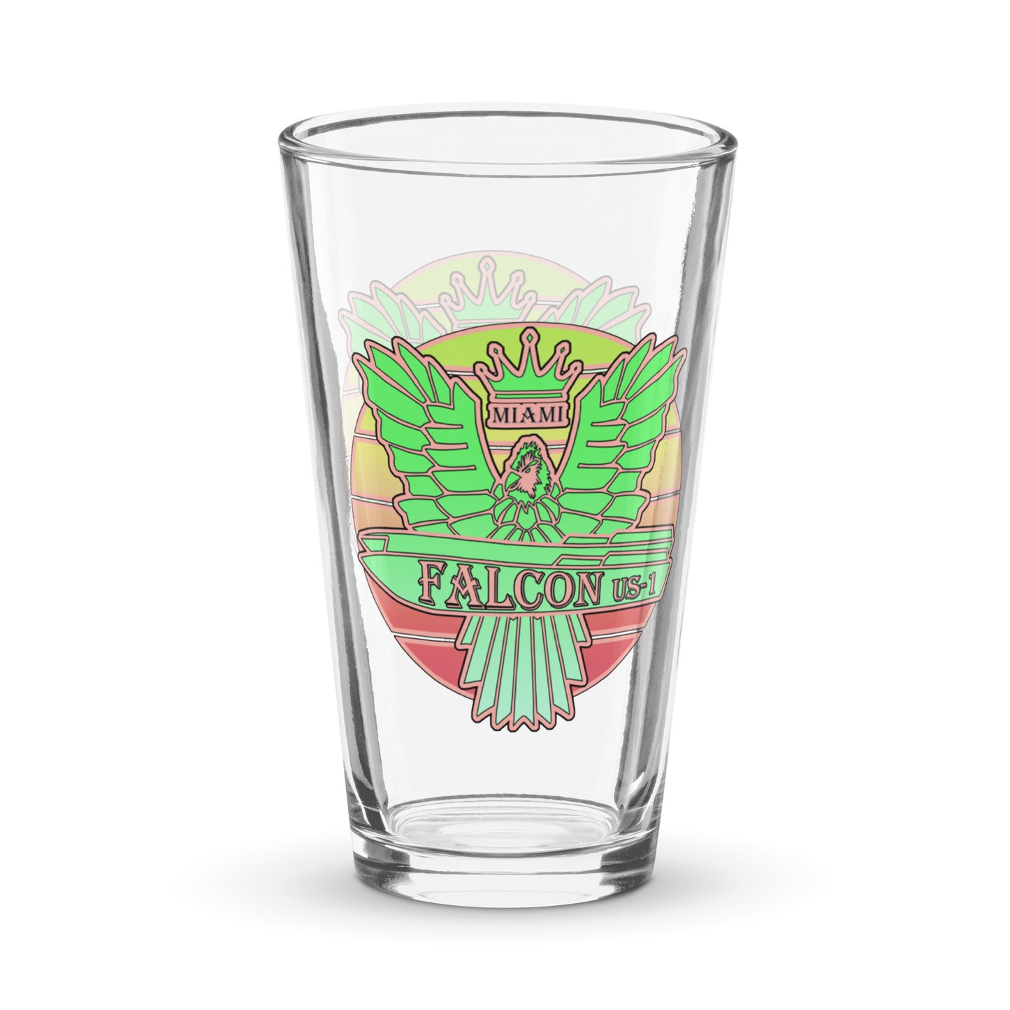 Falcon US-1 Shaker pint glass -Retro Key Lime Green Sunburst