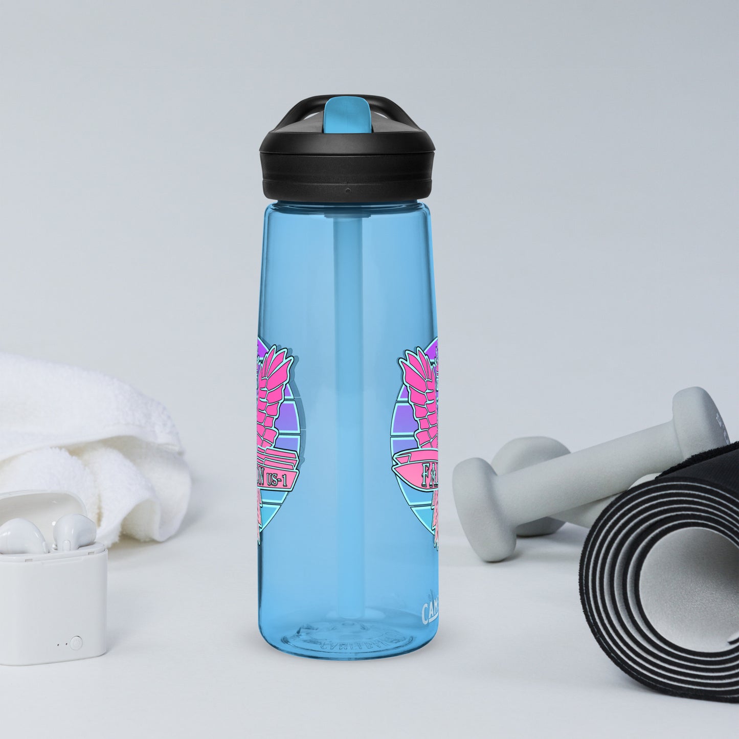 Falcon Logo Sports water bottle - Retro Pink Sunburst