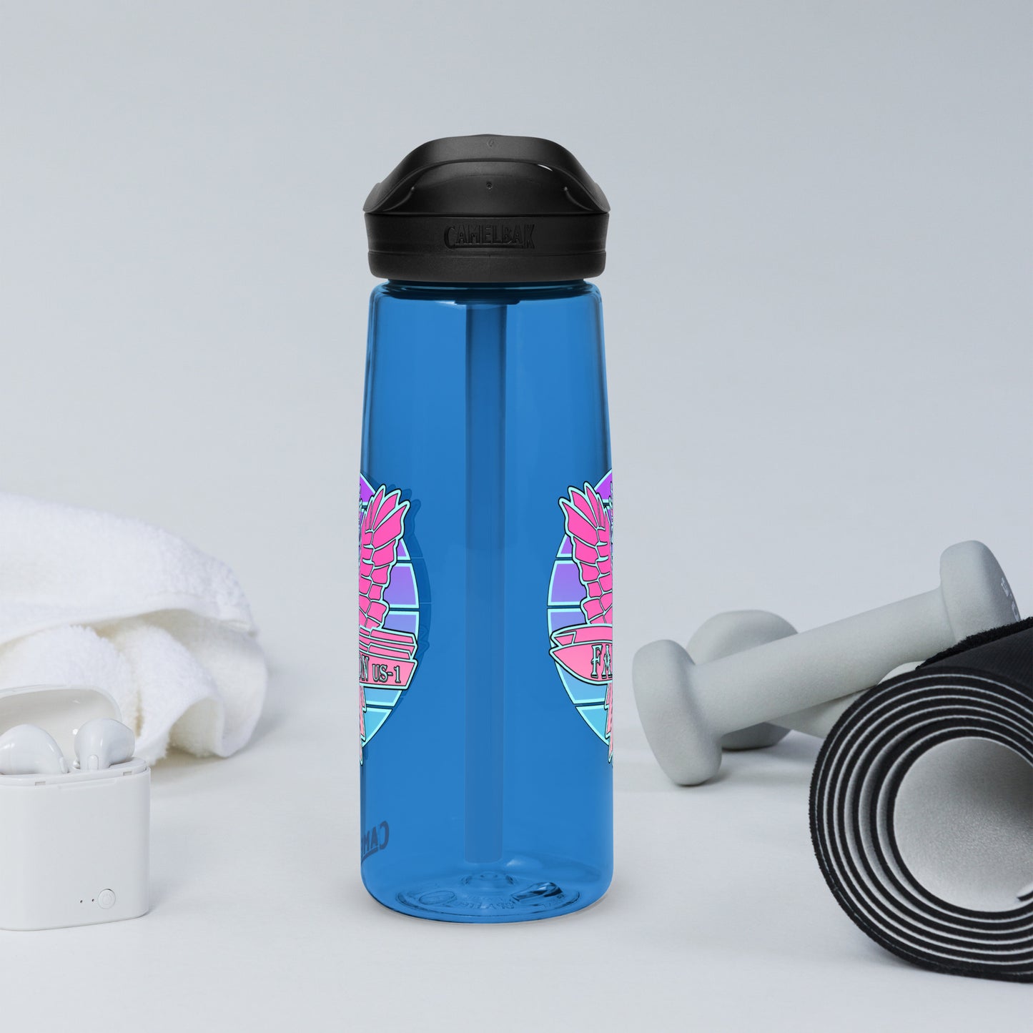 Falcon Logo Sports water bottle - Retro Pink Sunburst