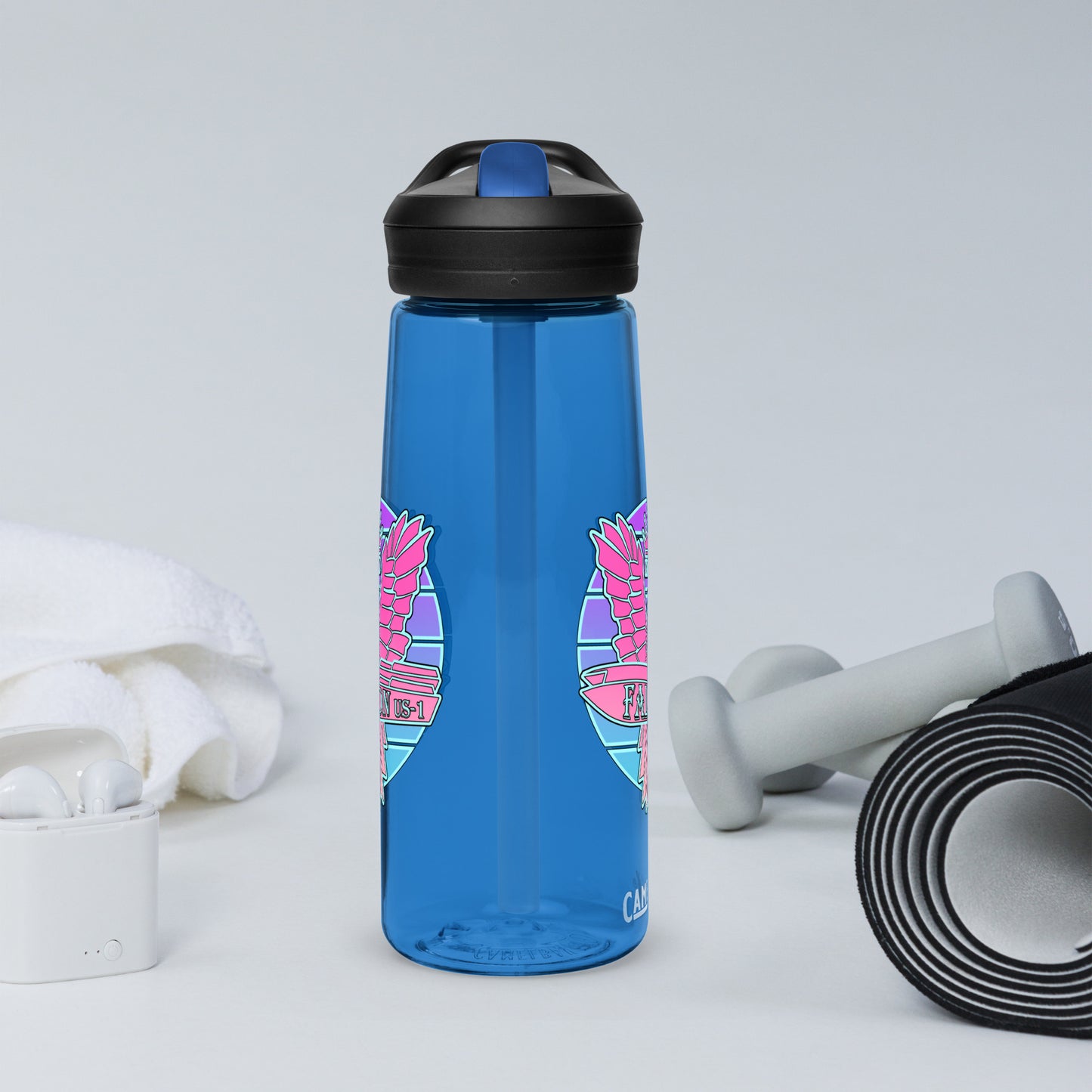 Falcon Logo Sports water bottle - Retro Pink Sunburst