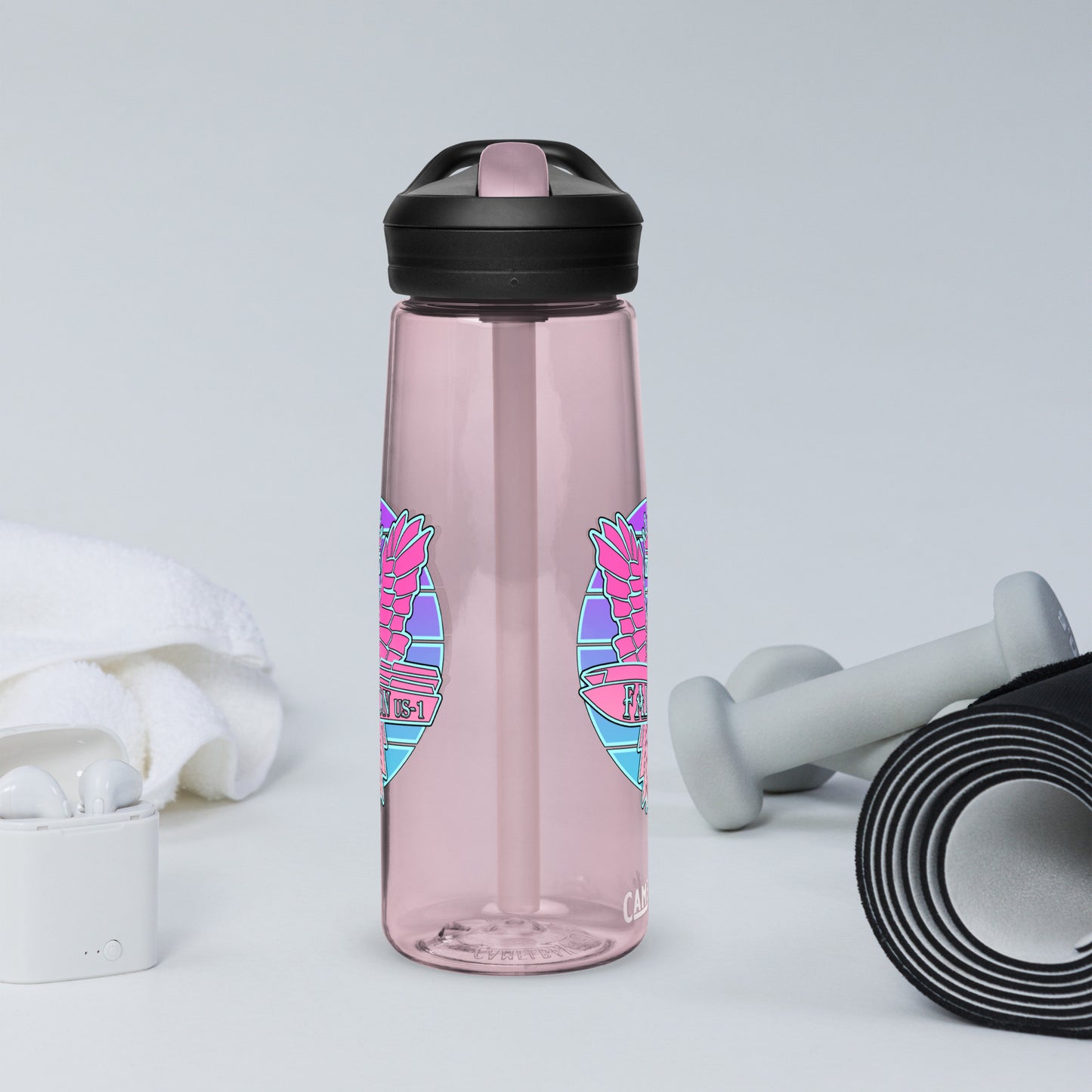 Falcon Logo Sports water bottle - Retro Pink Sunburst
