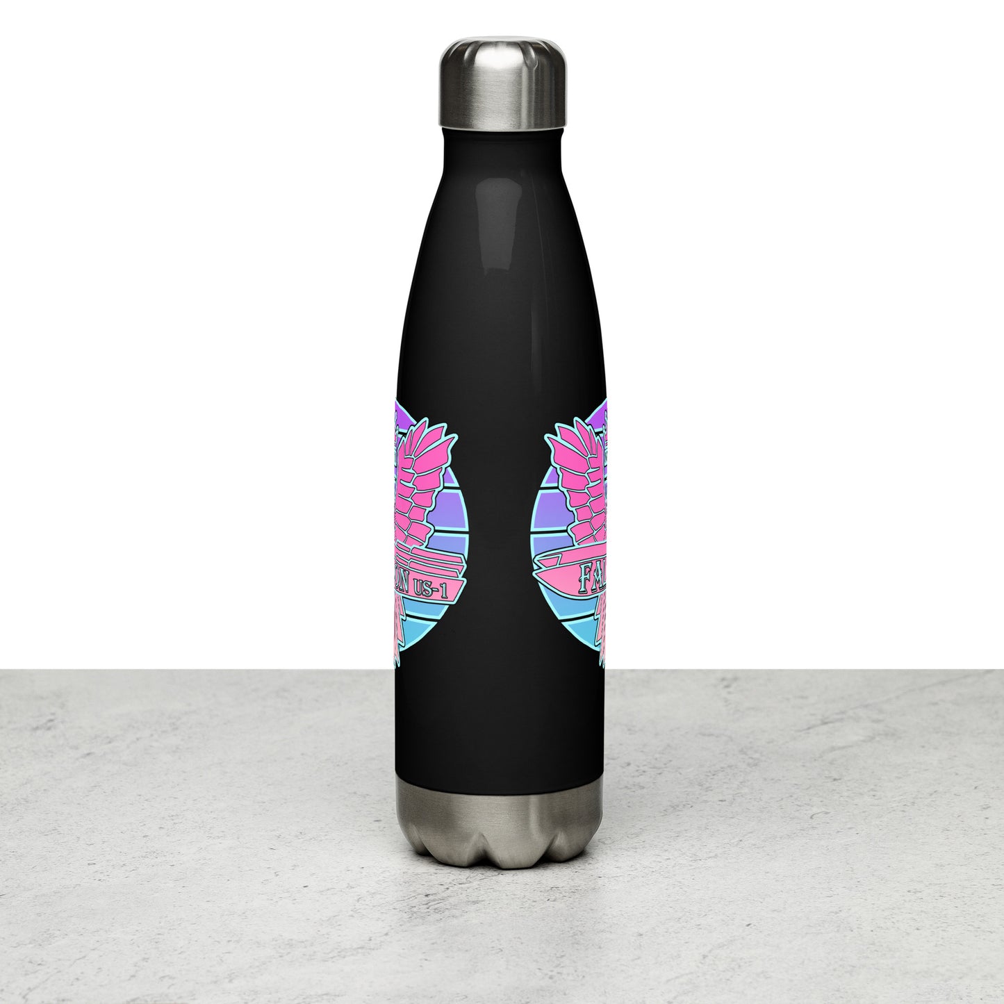 Falcon Logo Stainless steel water bottle - Retro Pink Sunburst