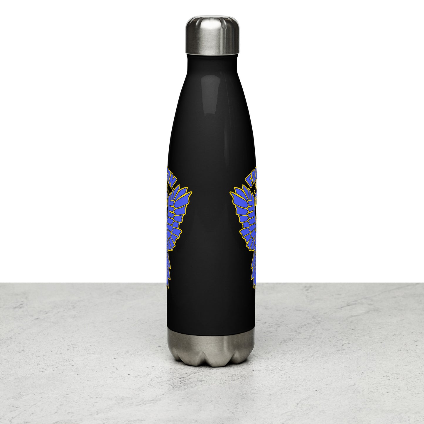 Falcon Logo Stainless steel water bottle - Blue on Gold