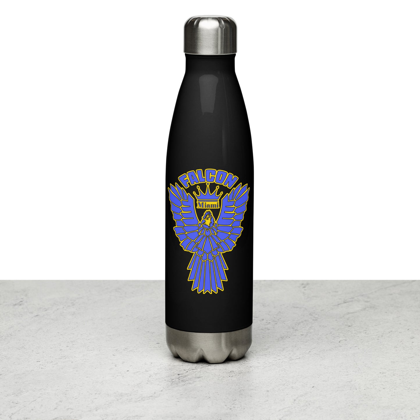 Falcon Logo Stainless steel water bottle - Blue on Gold