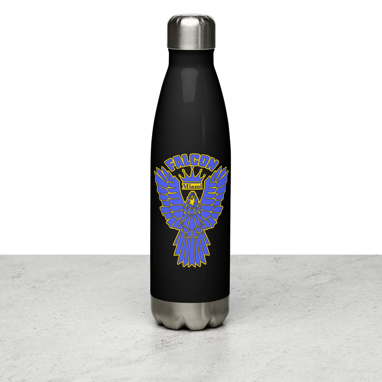 Falcon Logo Stainless steel water bottle - Blue on Gold