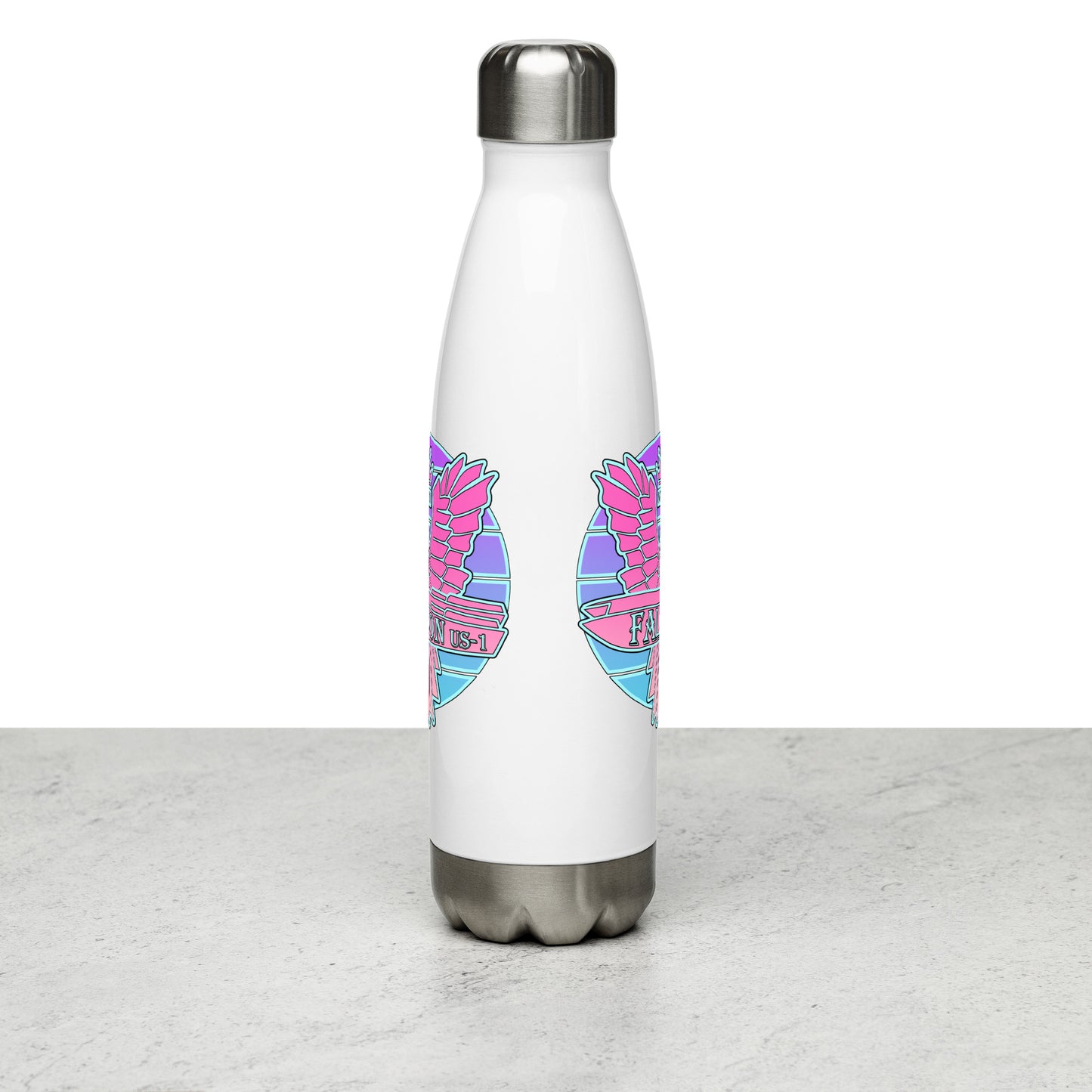Falcon Logo Stainless steel water bottle - Retro Pink Sunburst