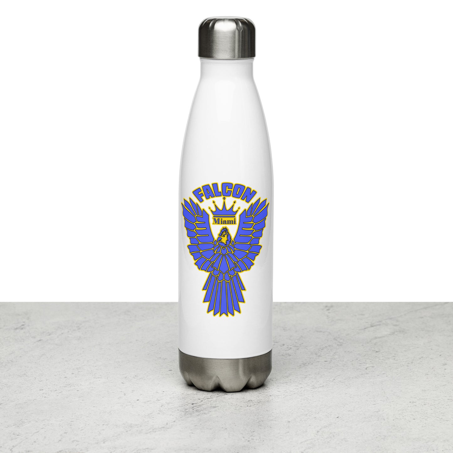 Falcon Logo Stainless steel water bottle - Blue on Gold