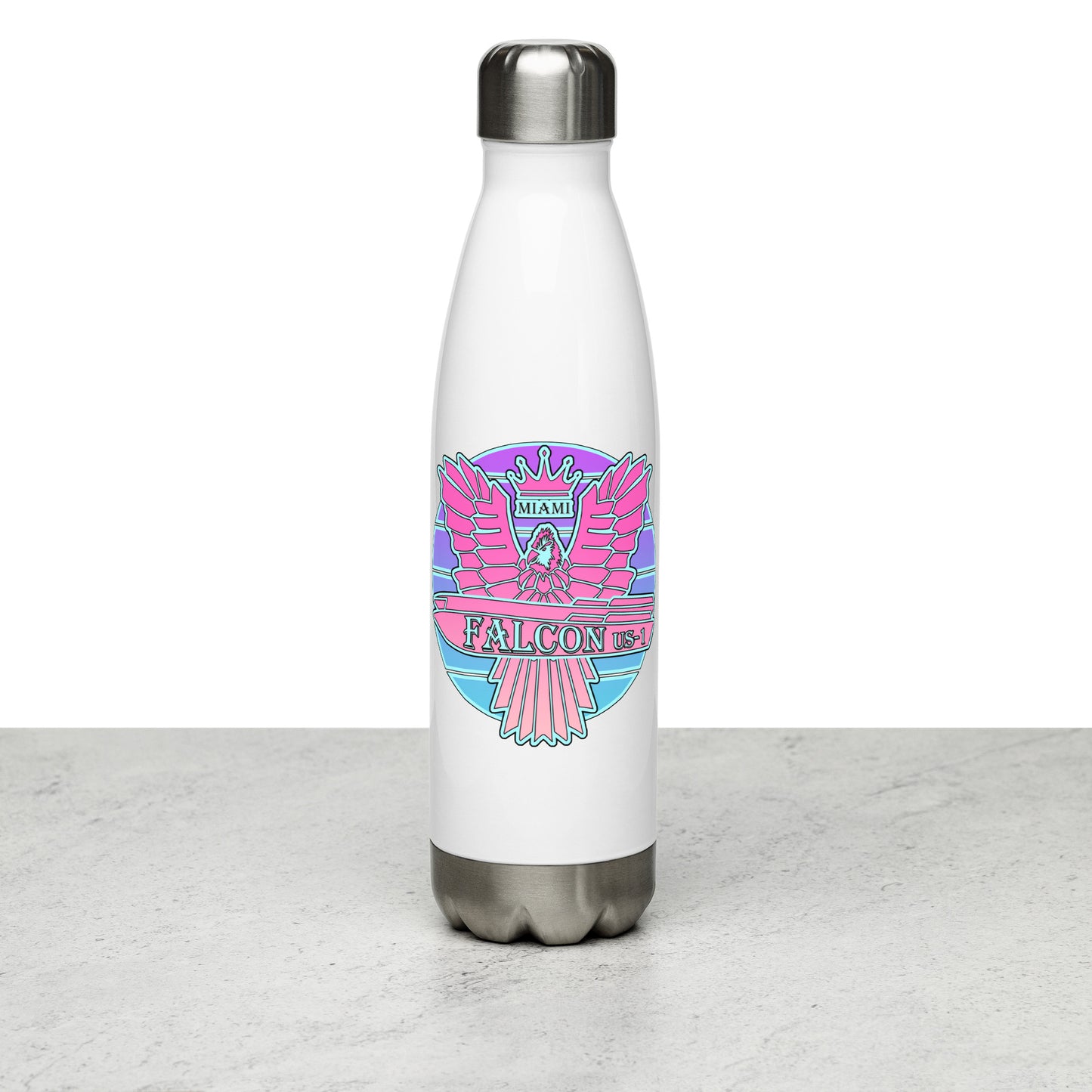 Falcon Logo Stainless steel water bottle - Retro Pink Sunburst