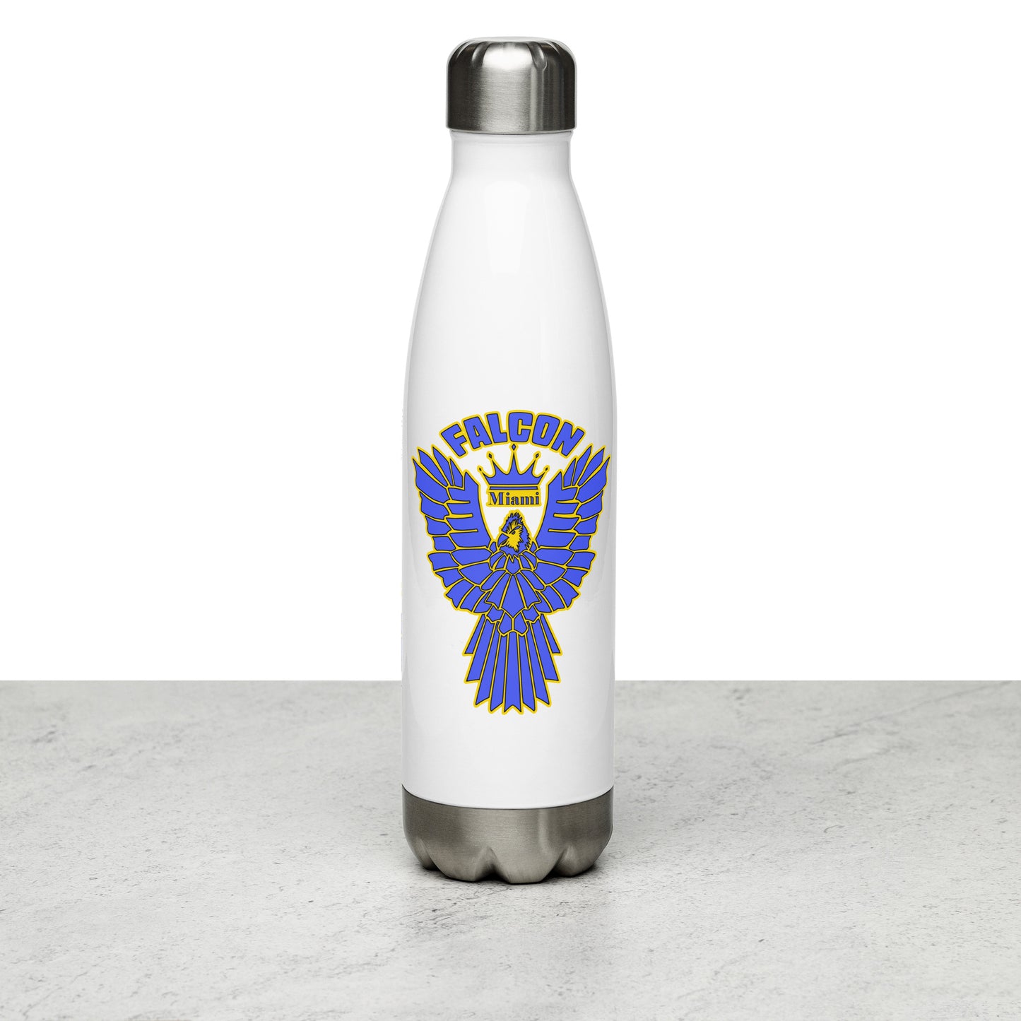 Falcon Logo Stainless steel water bottle - Blue on Gold
