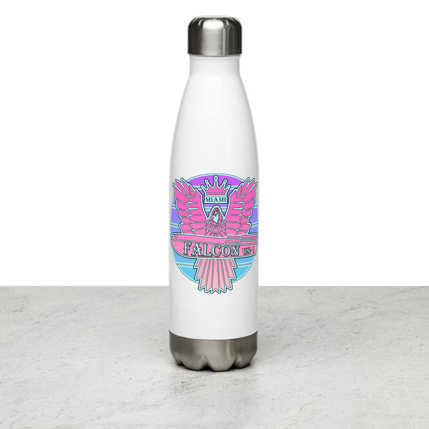 Falcon Logo Stainless steel water bottle - Retro Pink Sunburst