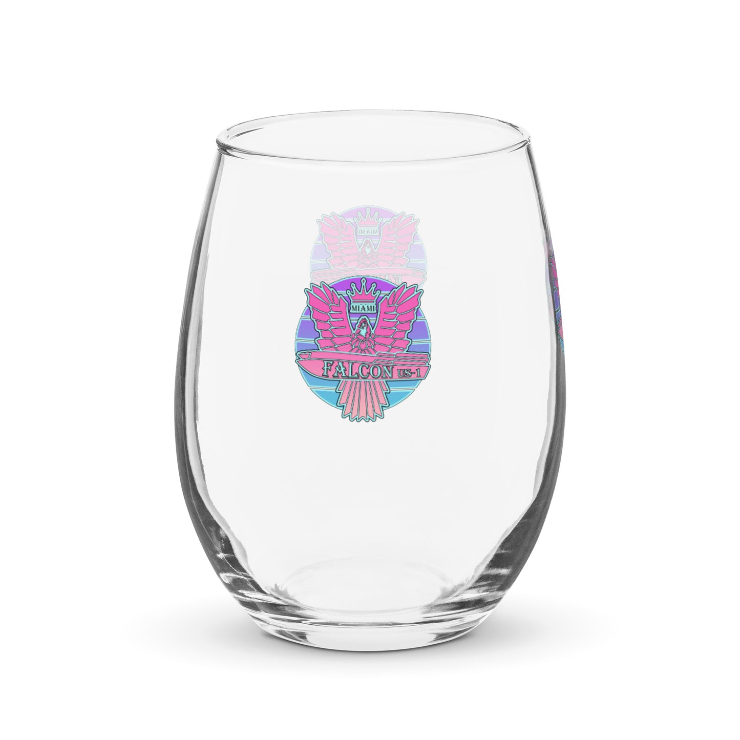 Falcon US-1 Stemless wine glass - Retro Pink Sunburst