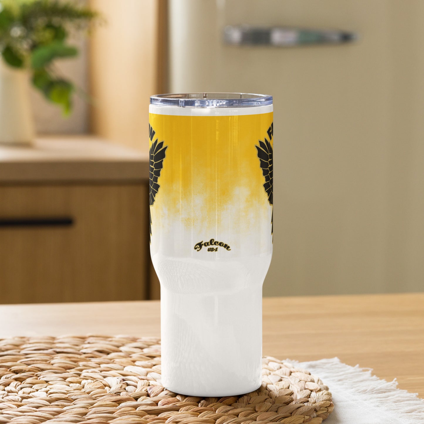 Travel mug with a handle- Falcon US-1 Black\Gold Logo
