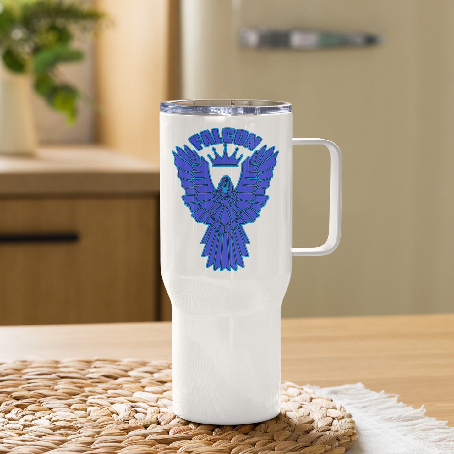 Falcon Logo Travel mug with a handle - Blue