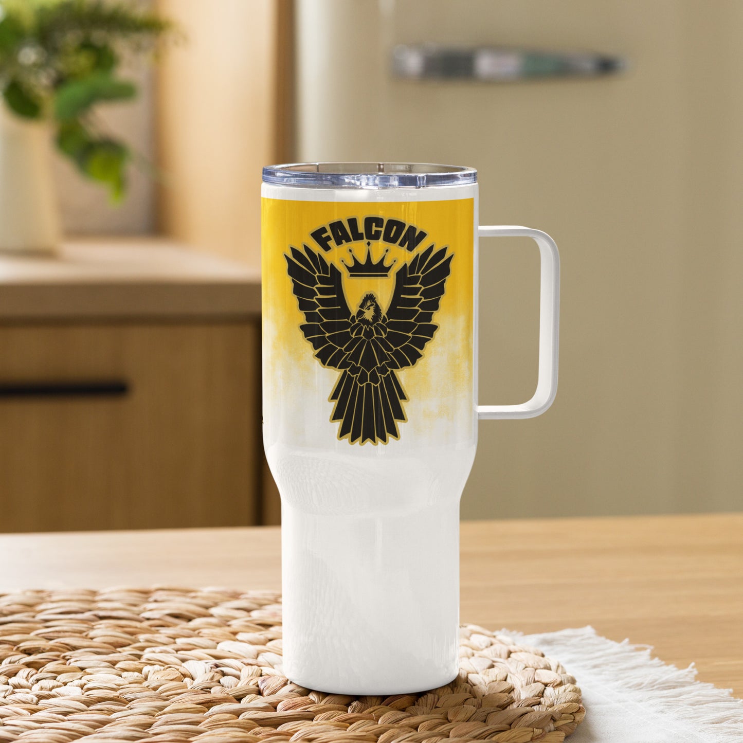 Travel mug with a handle- Falcon US-1 Black\Gold Logo
