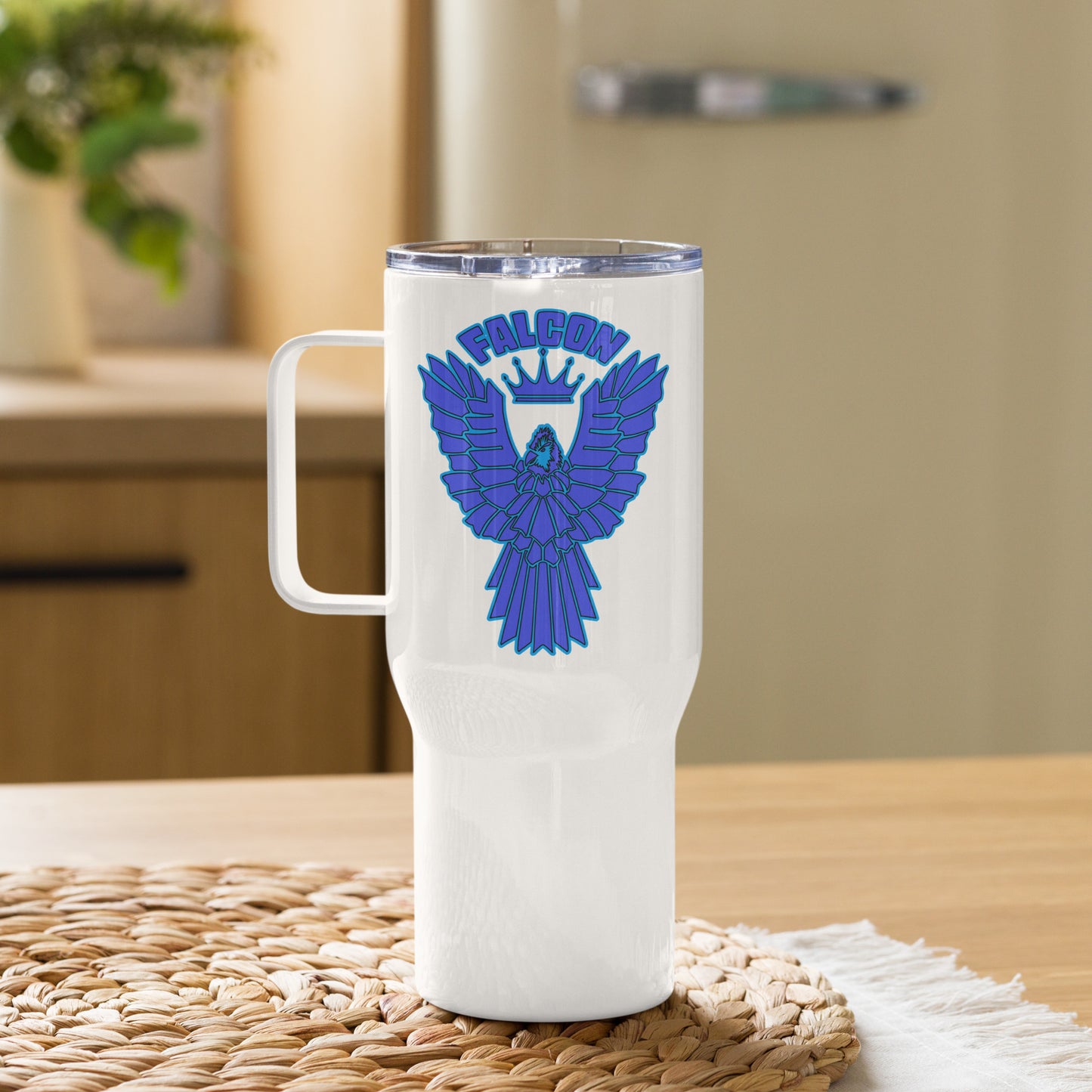 Falcon Logo Travel mug with a handle - Blue