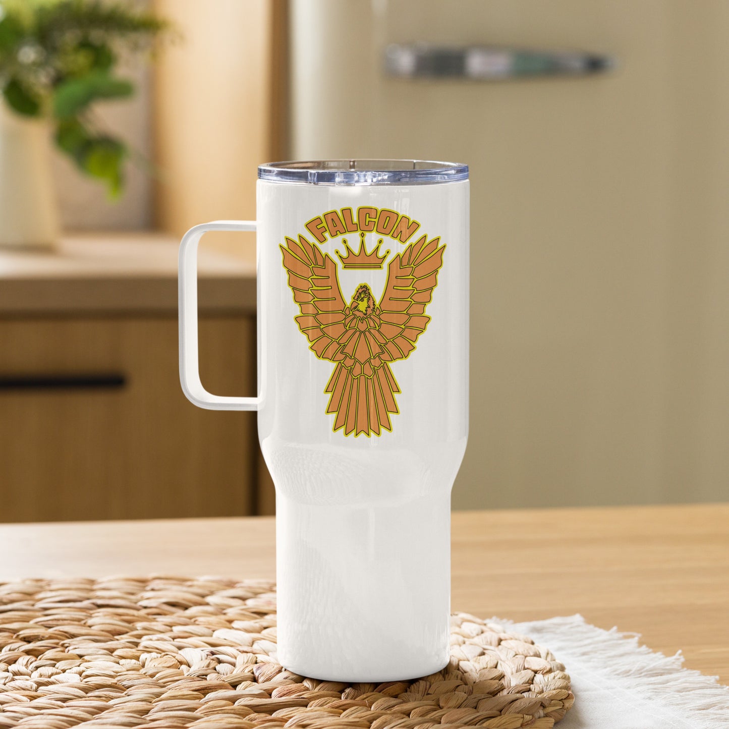 Falcon Logo Travel mug with a handle - Gold