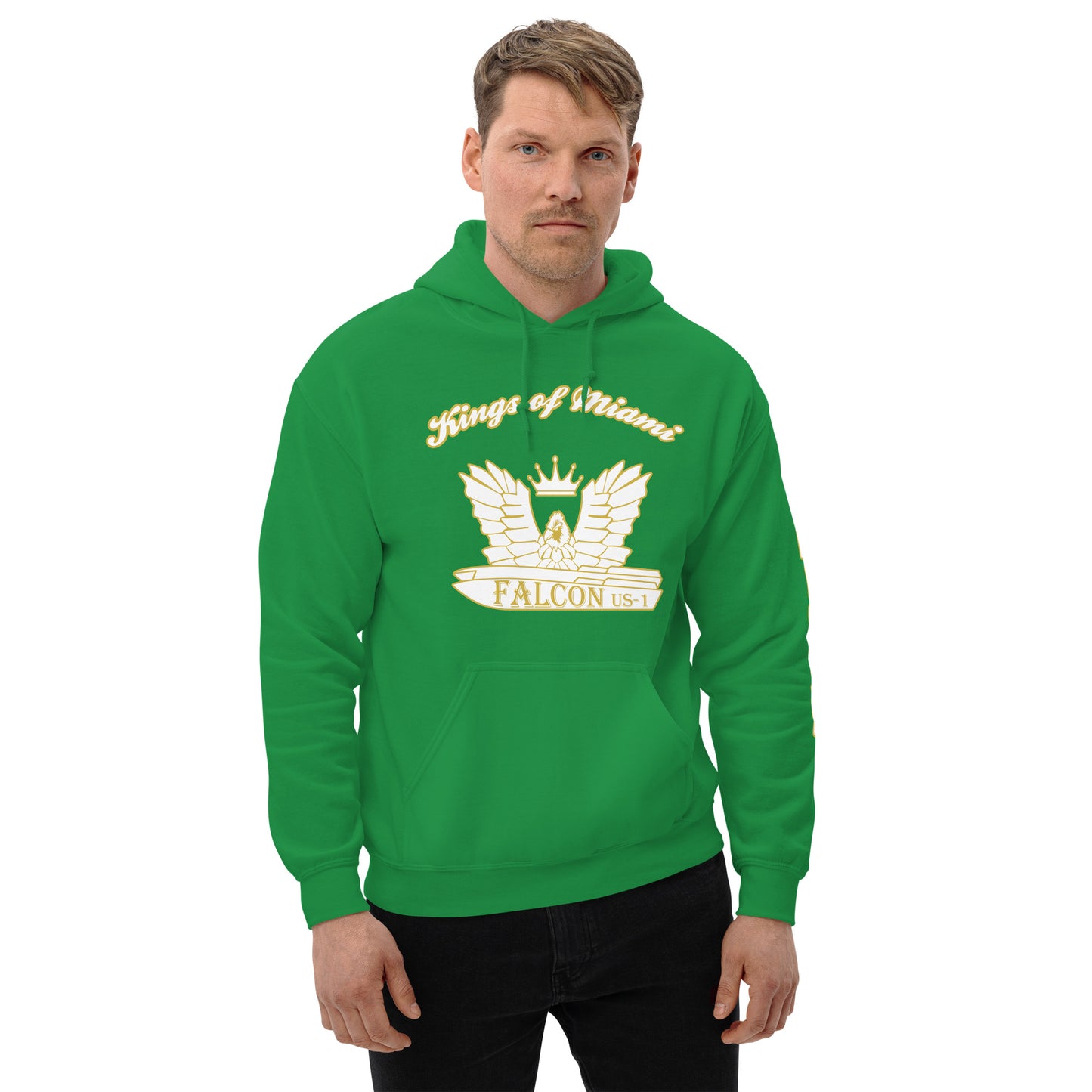 Hoodie - White\Gold Falcon Logo- Kings of Miami