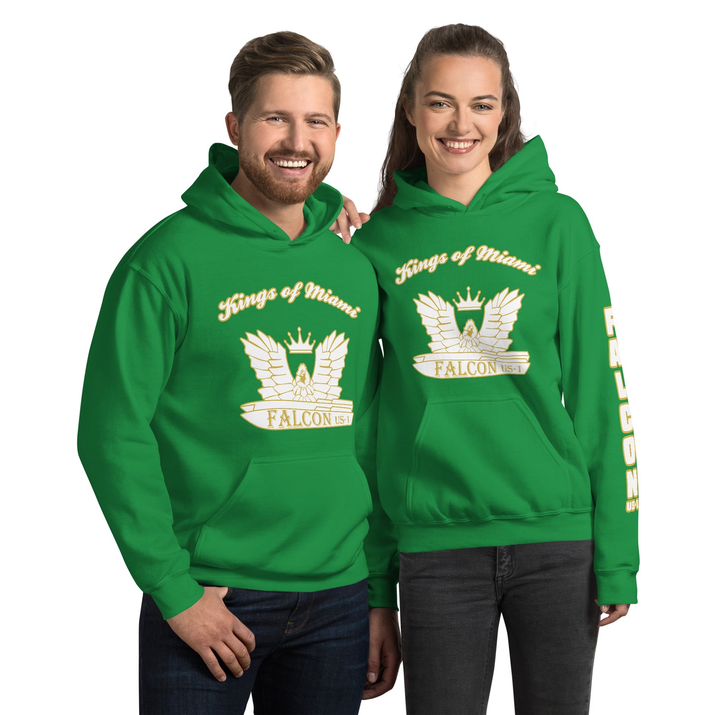 Hoodie - White\Gold Falcon Logo- Kings of Miami