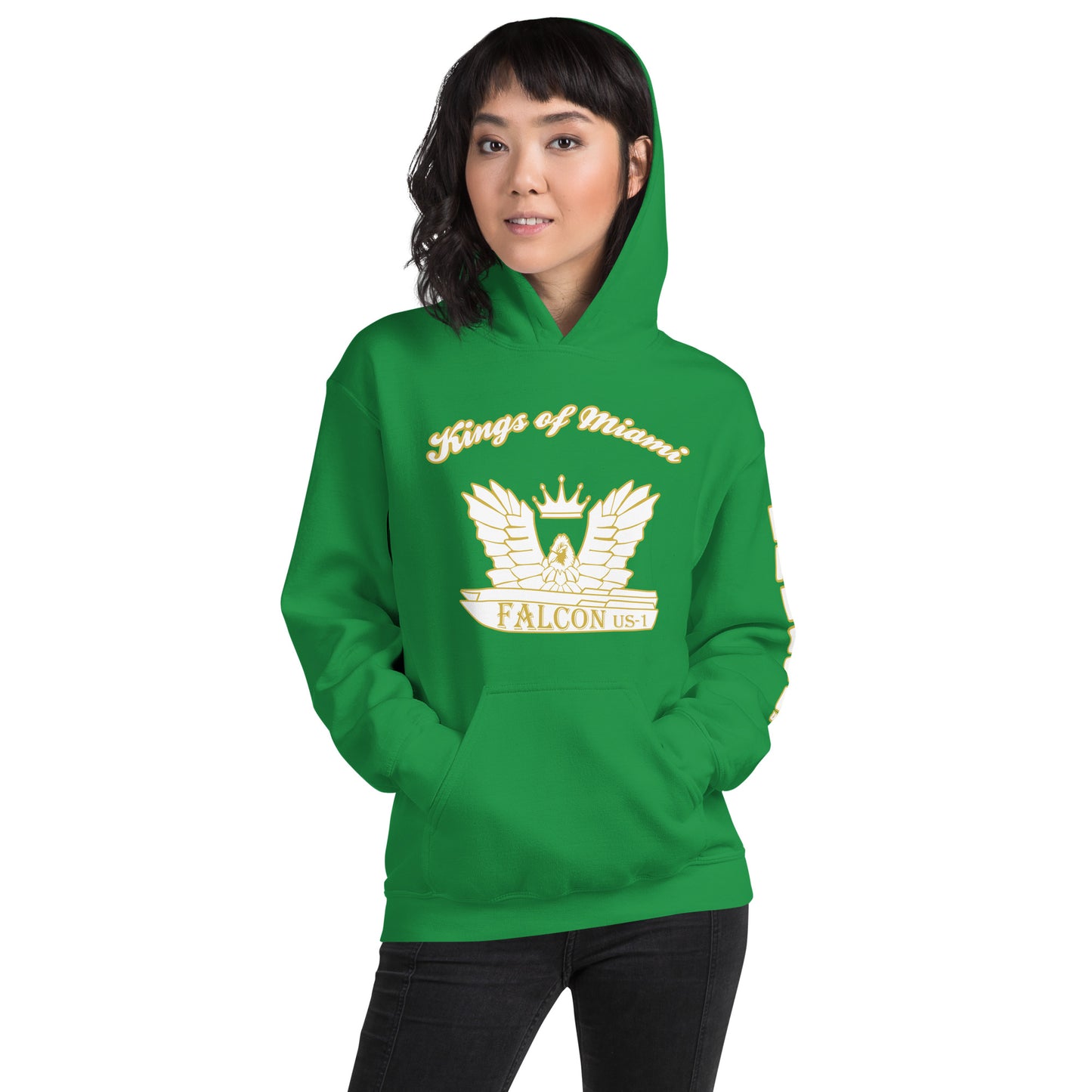 Hoodie - White\Gold Falcon Logo- Kings of Miami