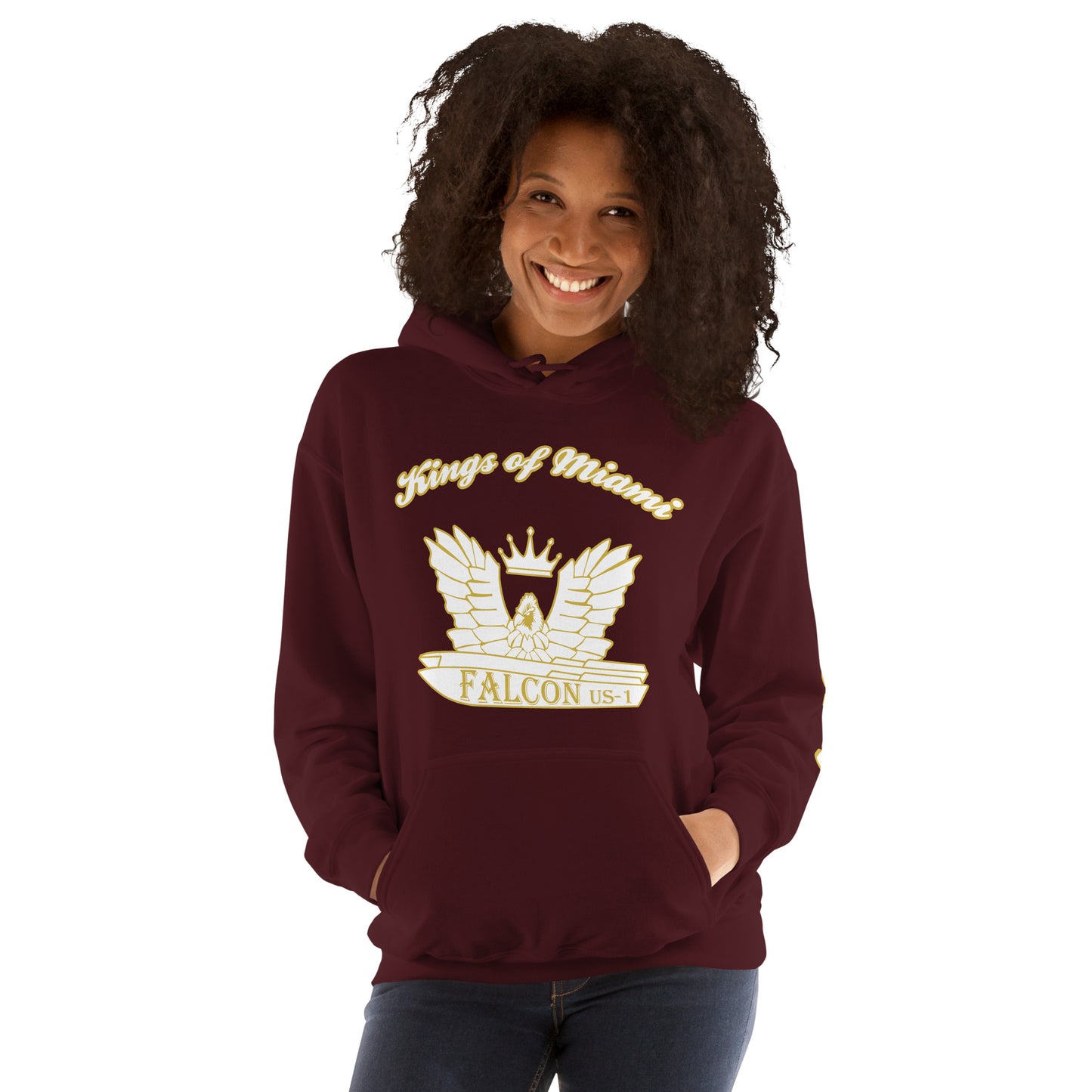 Hoodie - White\Gold Falcon Logo- Kings of Miami