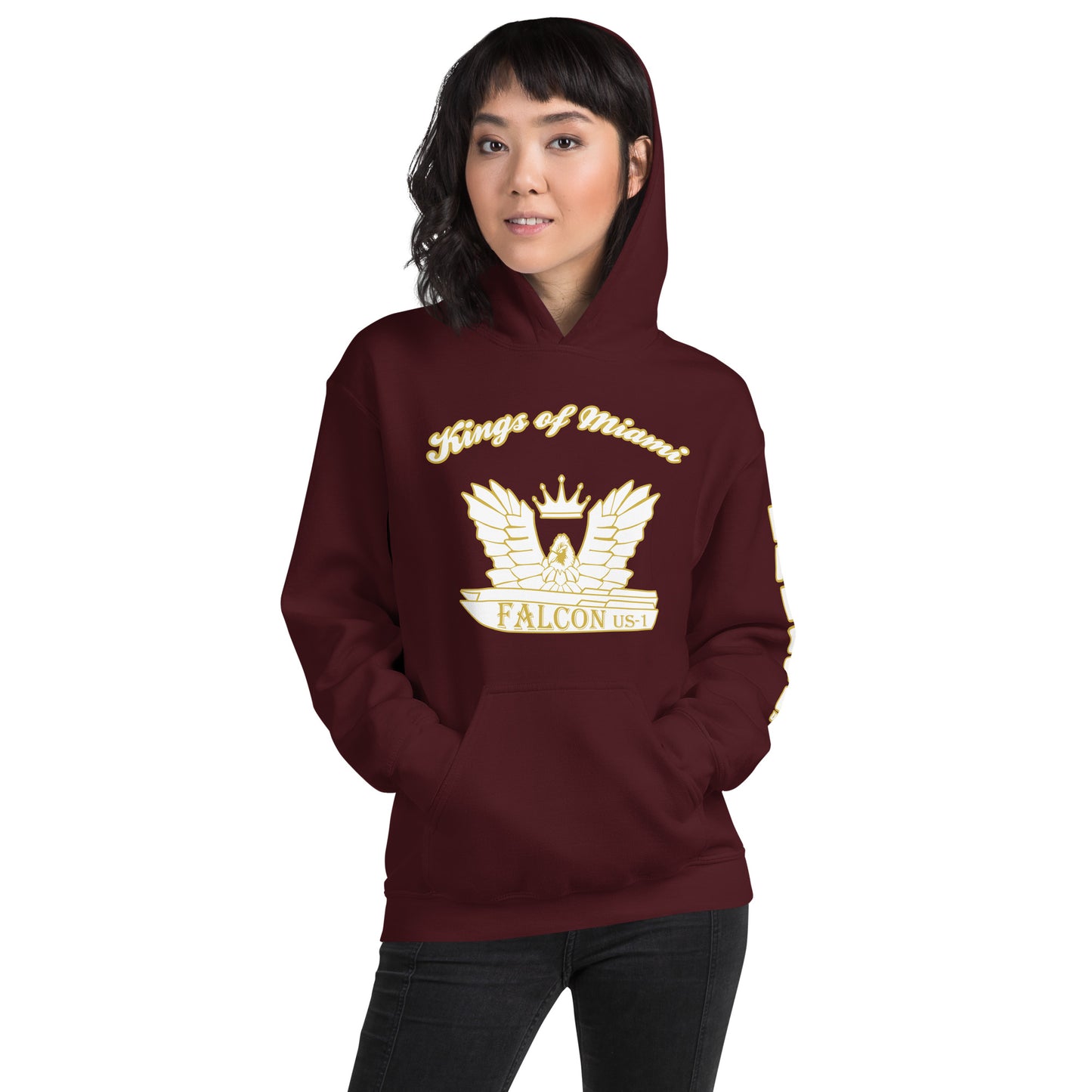Hoodie - White\Gold Falcon Logo- Kings of Miami