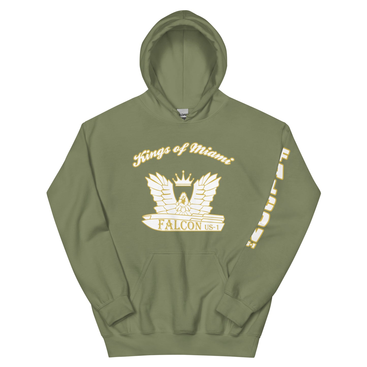 Hoodie - White\Gold Falcon Logo- Kings of Miami