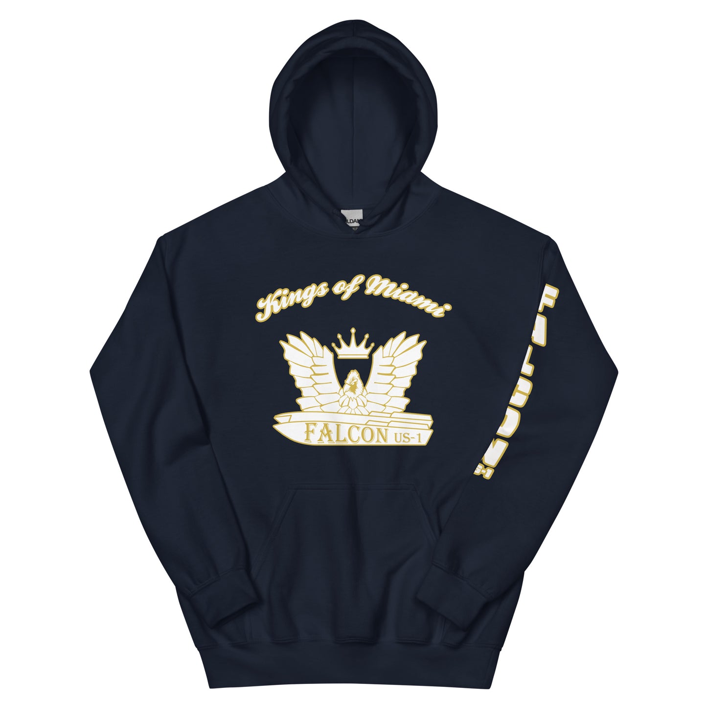Hoodie - White\Gold Falcon Logo- Kings of Miami