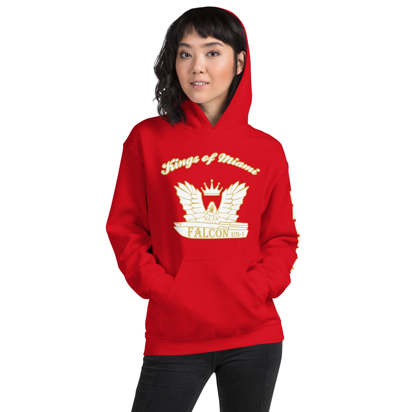 Hoodie - White\Gold Falcon Logo- Kings of Miami