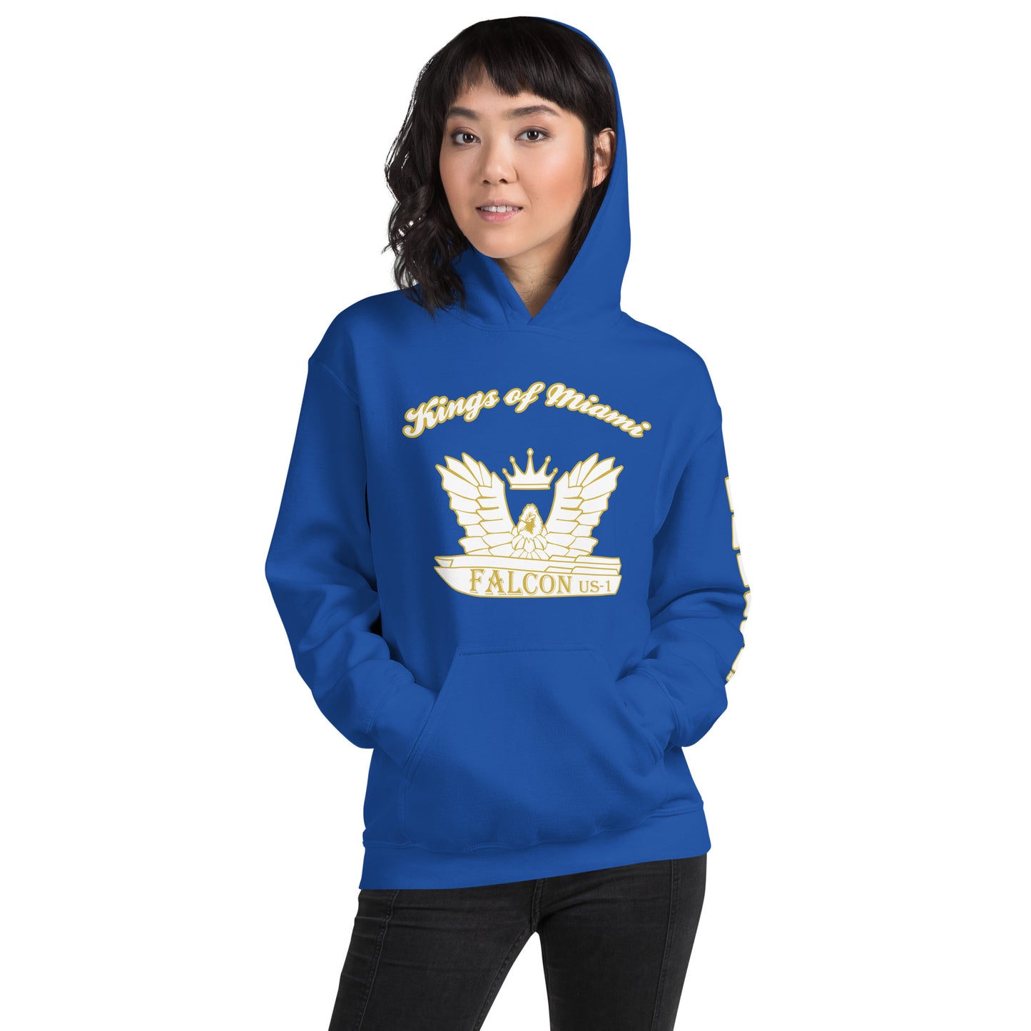 Hoodie - White\Gold Falcon Logo- Kings of Miami