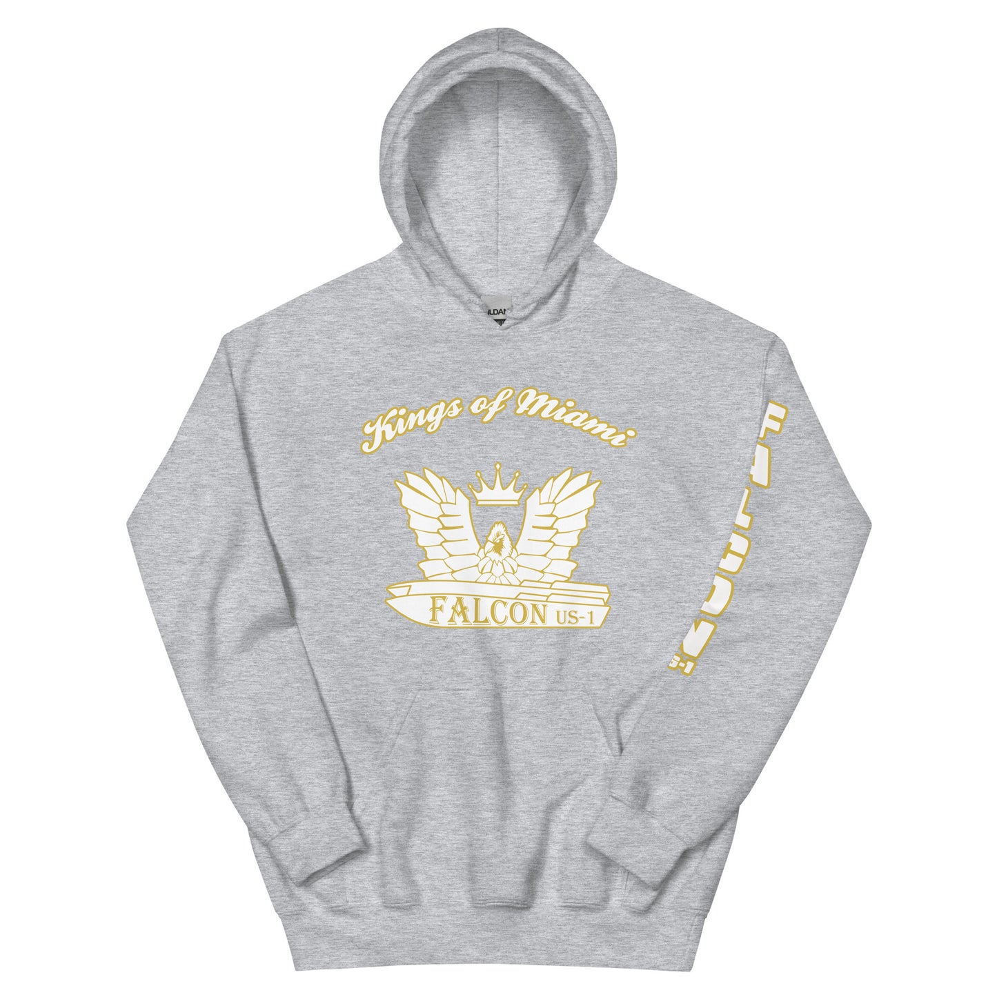 Hoodie - White\Gold Falcon Logo- Kings of Miami