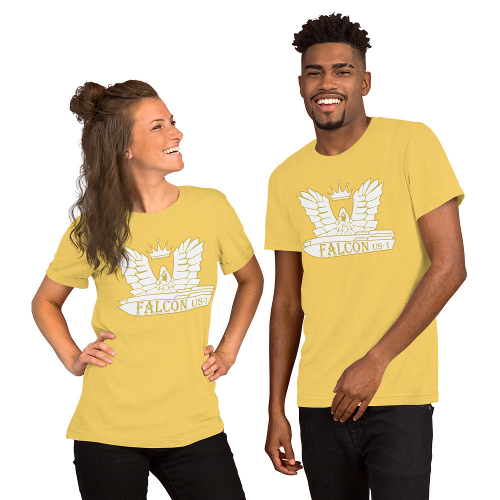 Unisex t-shirt- Falcon White\Gold Logo