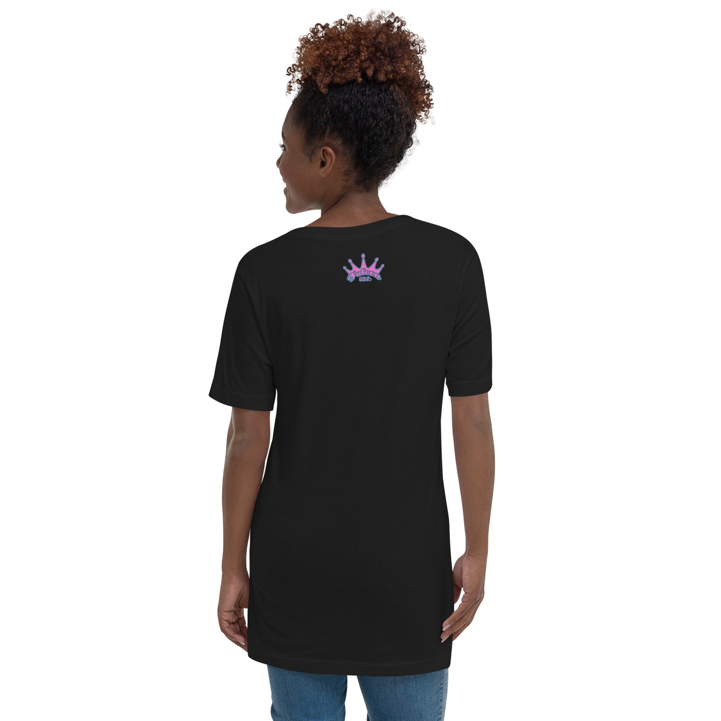 Women's Short Sleeve V-Neck T-Shirt - Falcon Retro Pink Logo