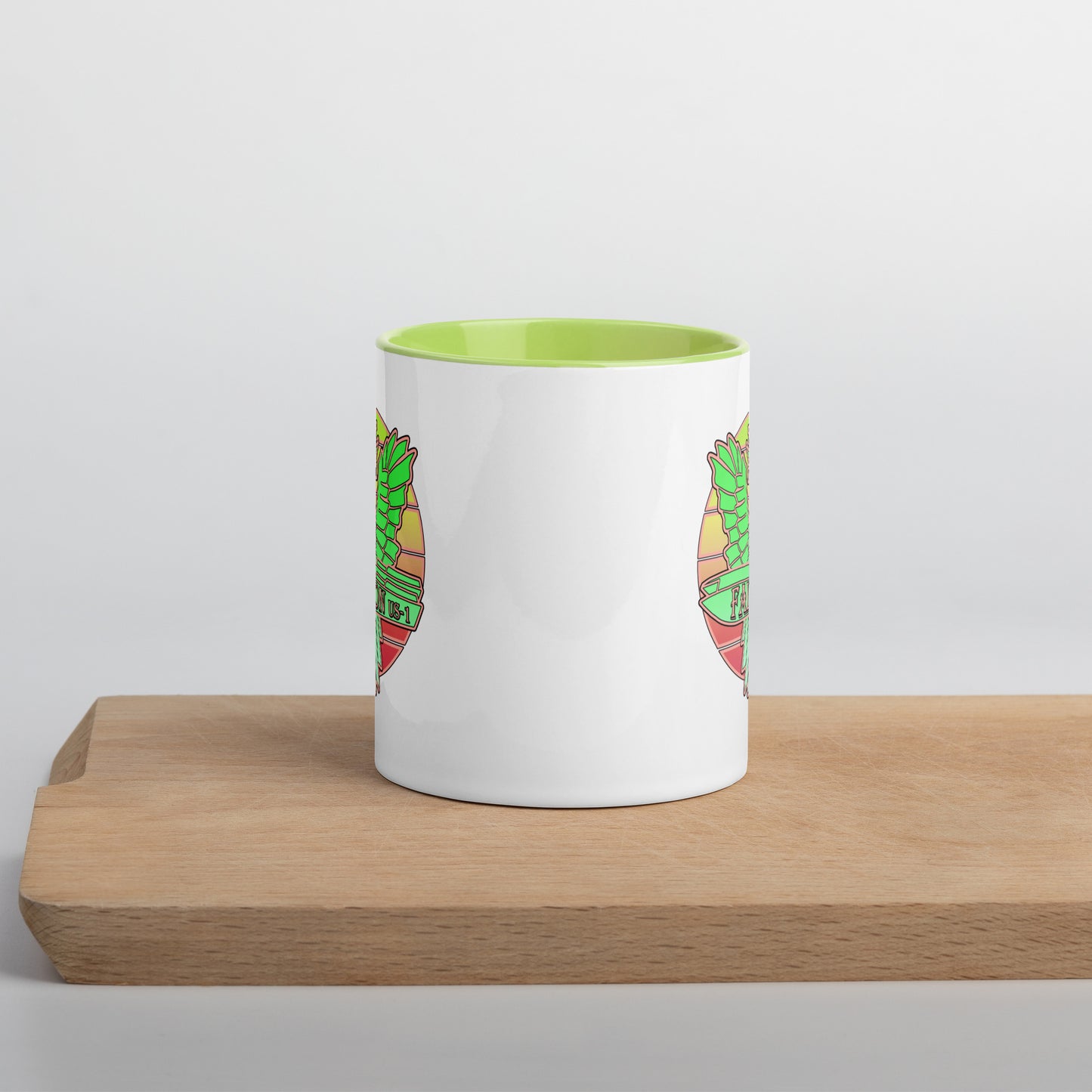 Falcon US-1 Mug with Color Inside - Retro Key Lime Green Sunburst