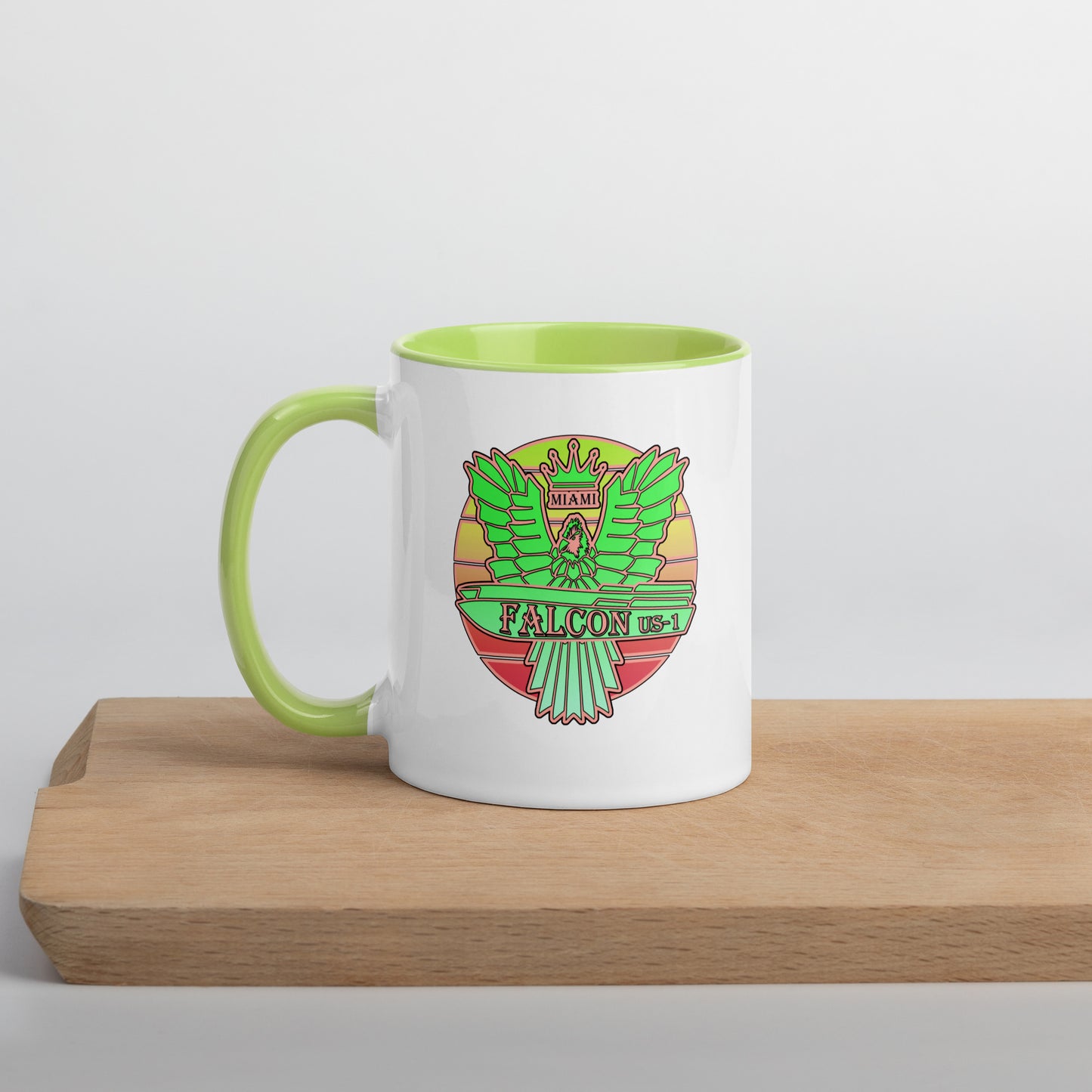 Falcon US-1 Mug with Color Inside - Retro Key Lime Green Sunburst