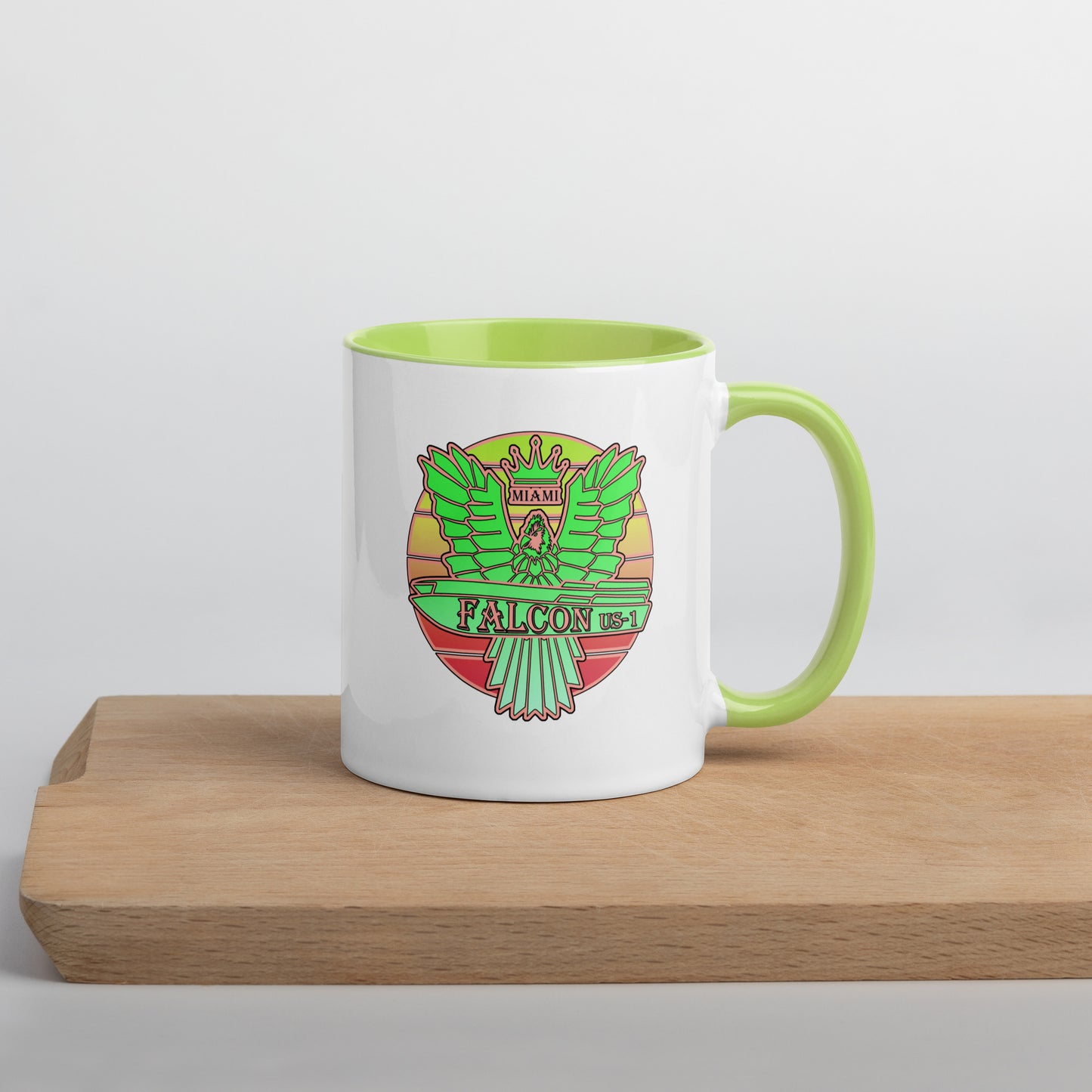 Falcon US-1 Mug with Color Inside - Retro Key Lime Green Sunburst