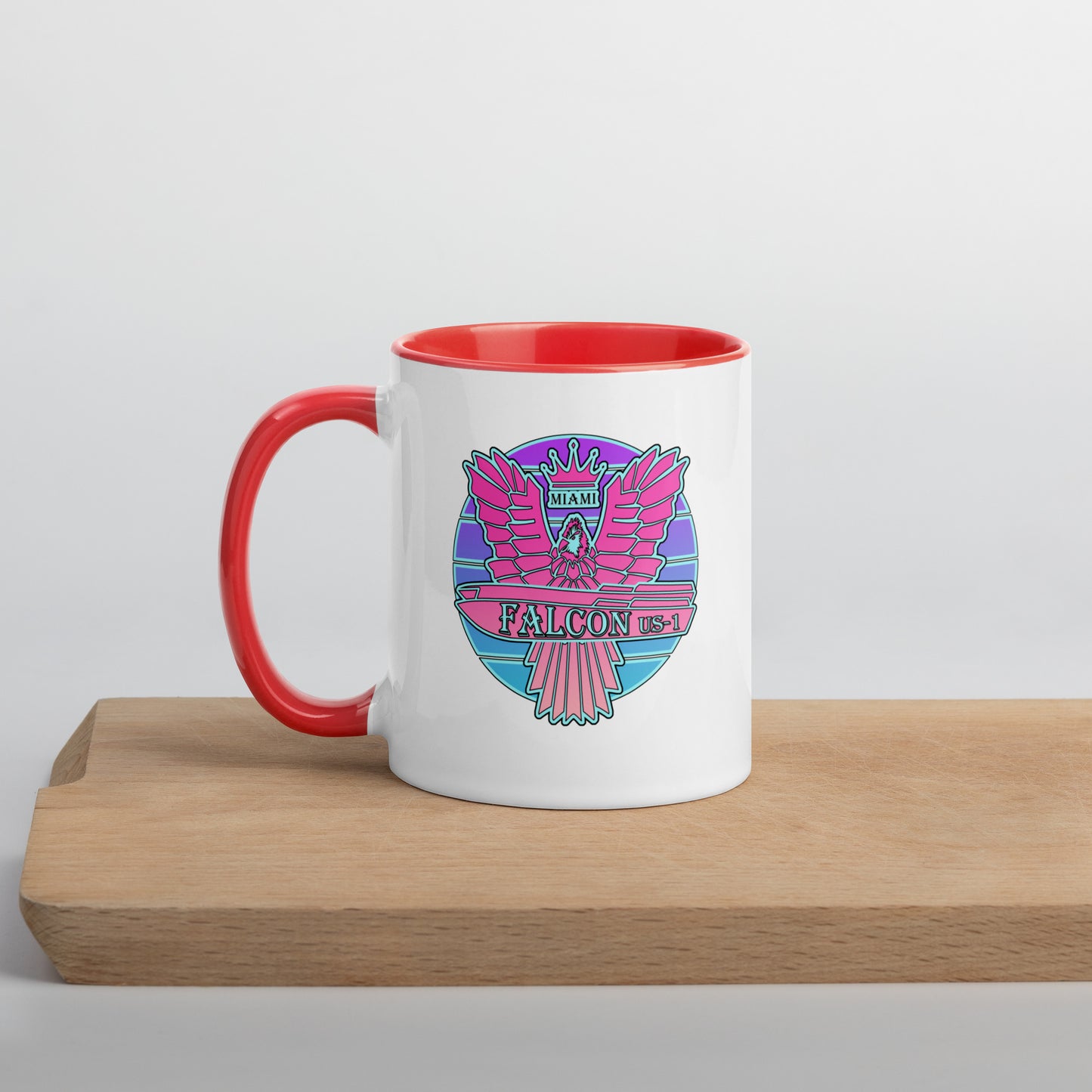 Falcon US-1 Mug with Color Inside - Retro Pink Sunburst