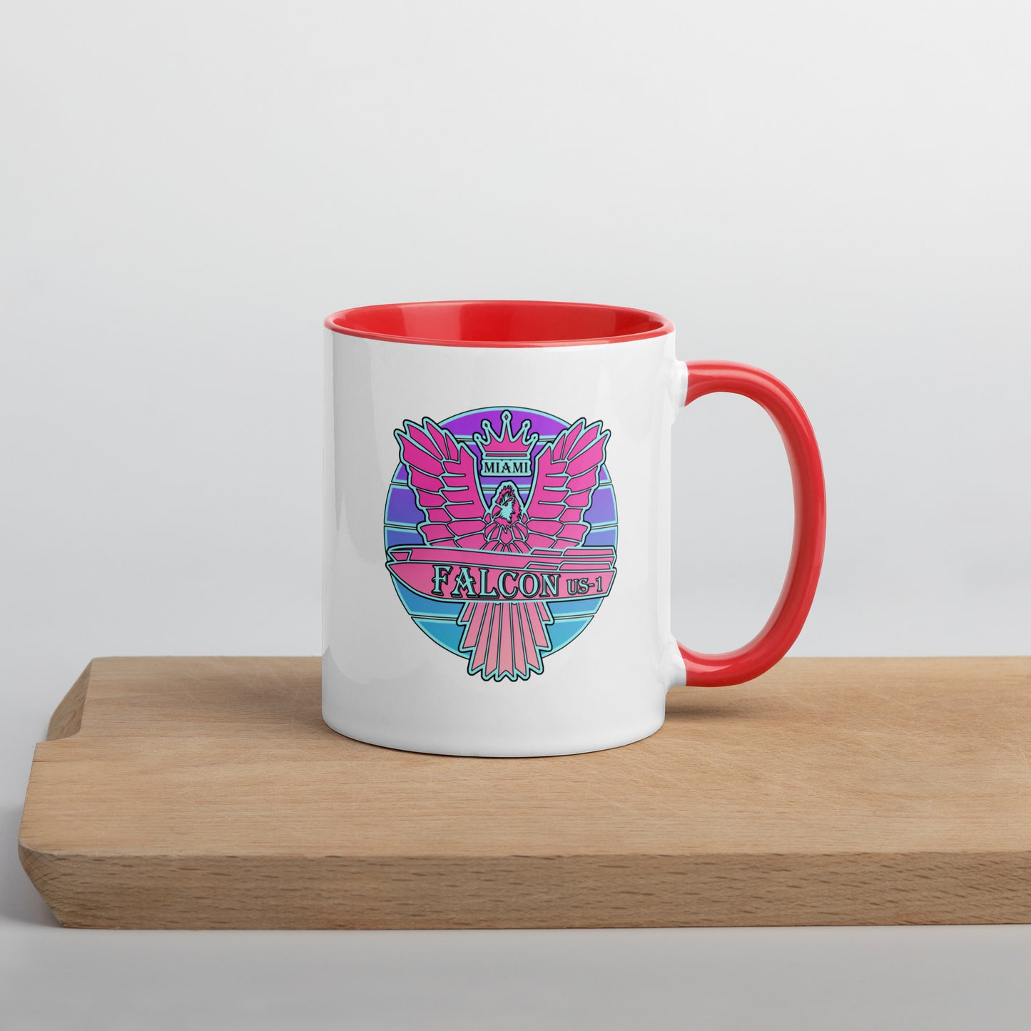 Falcon US-1 Mug with Color Inside - Retro Pink Sunburst