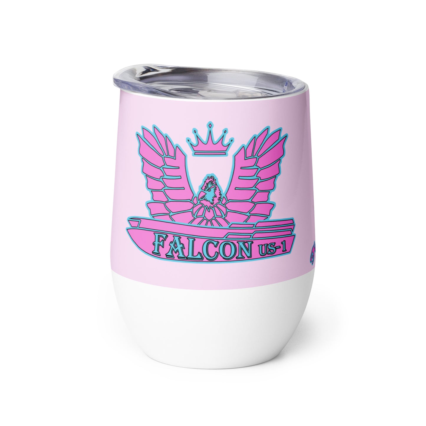 Wine tumbler- Falcon US-1 Retro Pink Logo
